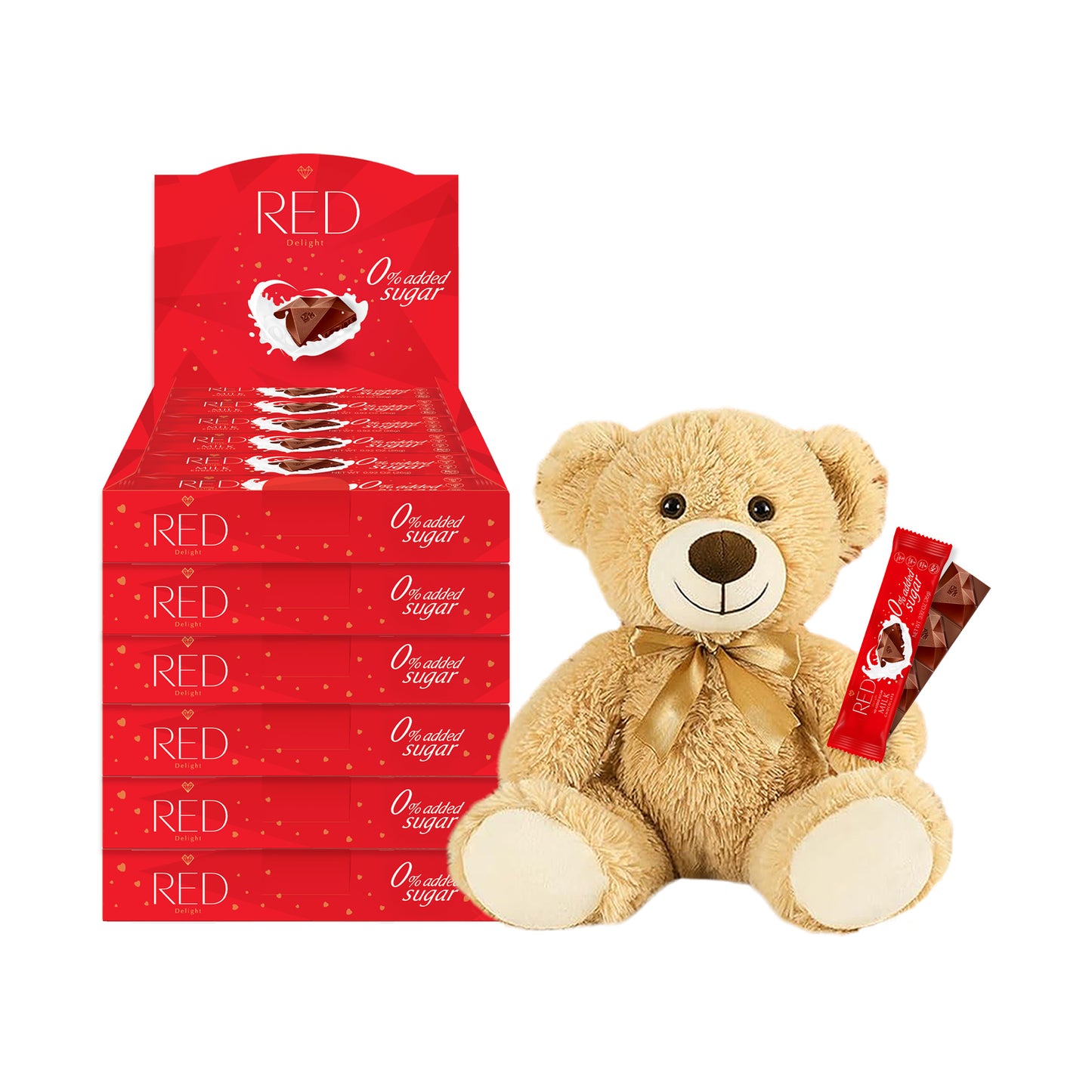 RED Delight®™ Grab N Go Chocolate Bars With A Plush Teddy Bear
