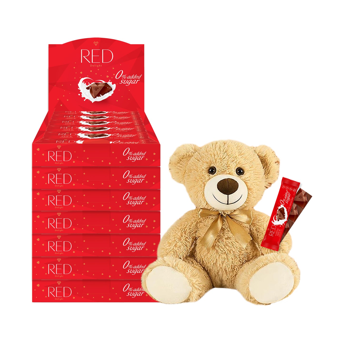 RED Delight®™ Grab N Go Chocolate Bars With A Plush Teddy Bear