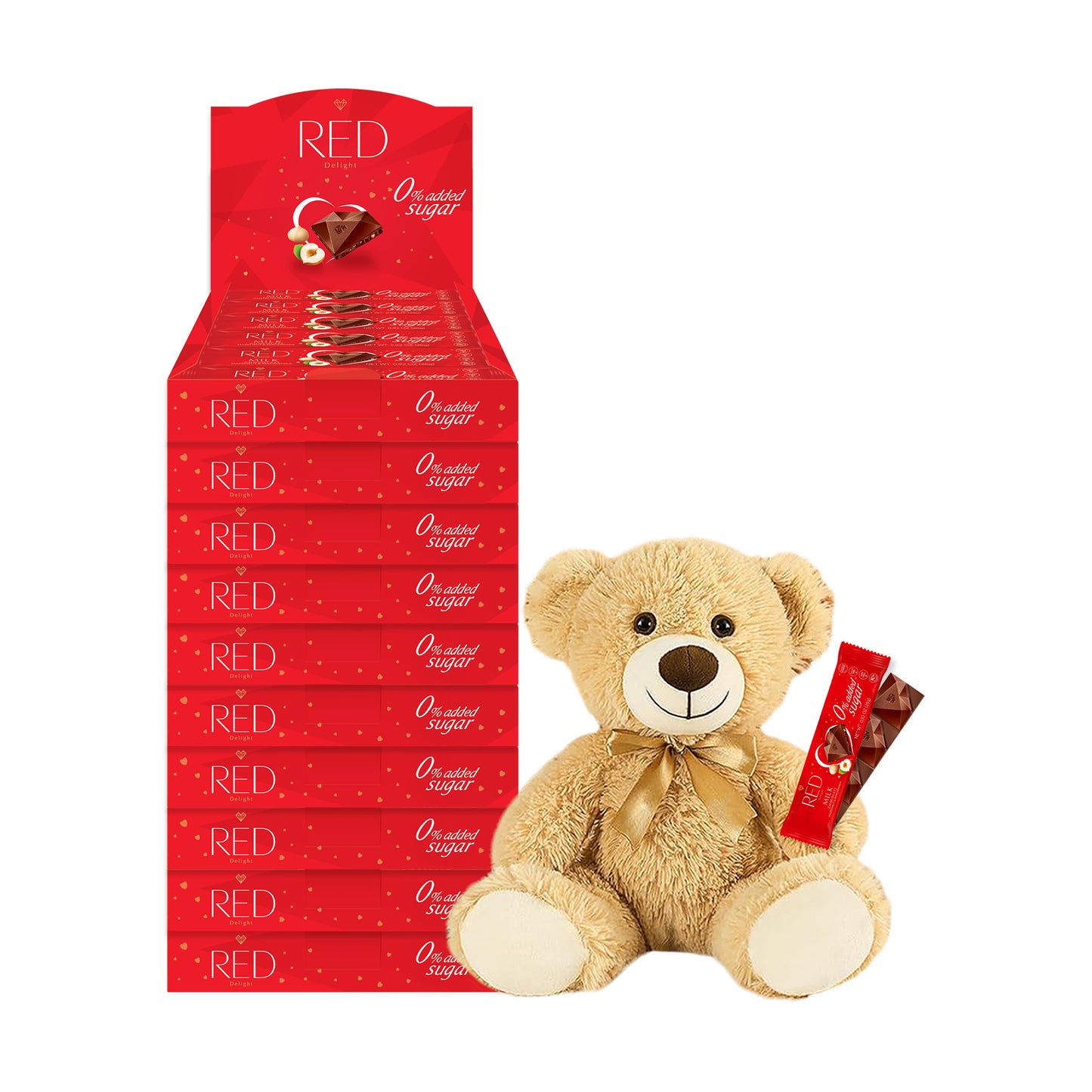 RED Delight®™ Grab N Go Chocolate Bars With A Plush Teddy Bear