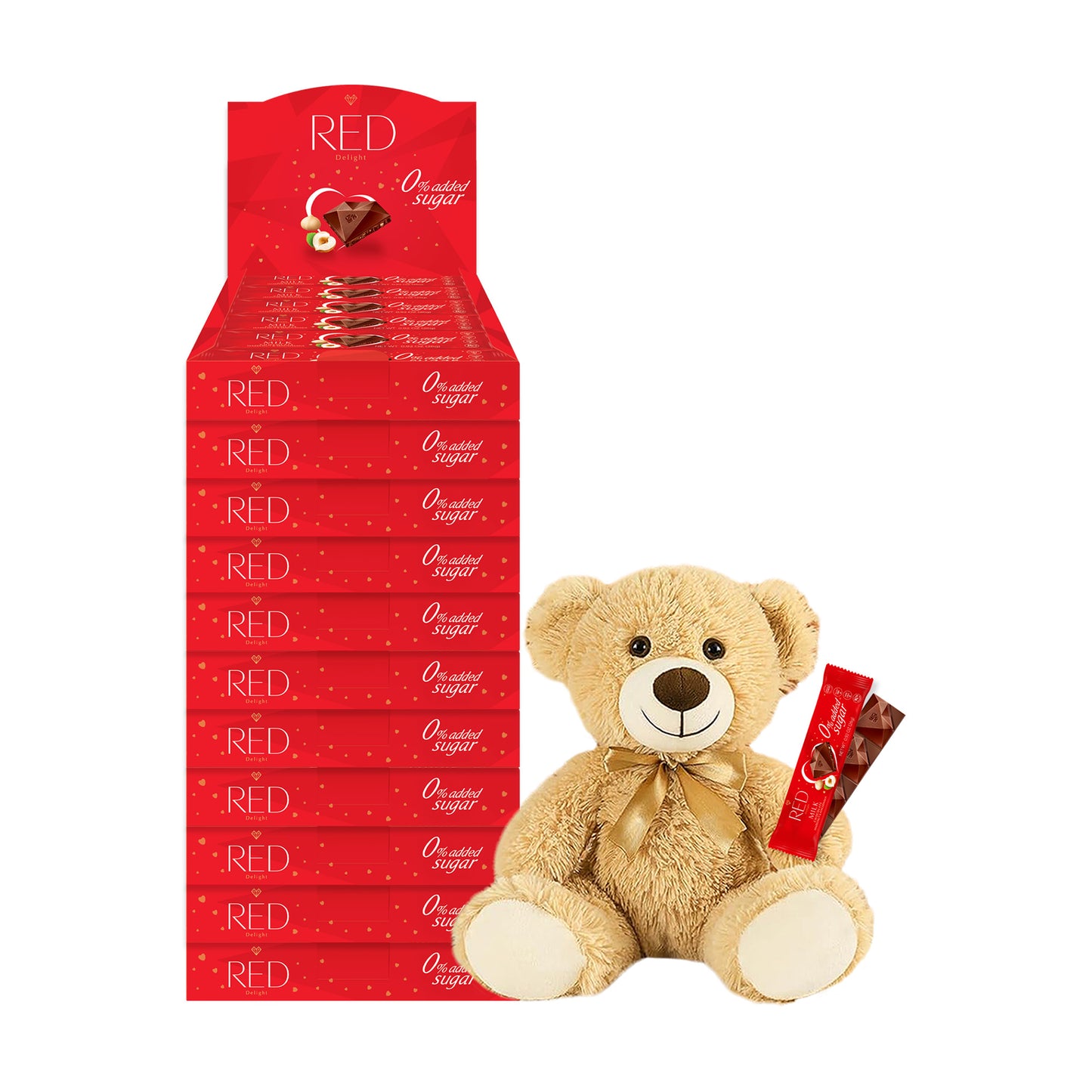 RED Delight®™ Grab N Go Chocolate Bars With A Plush Teddy Bear