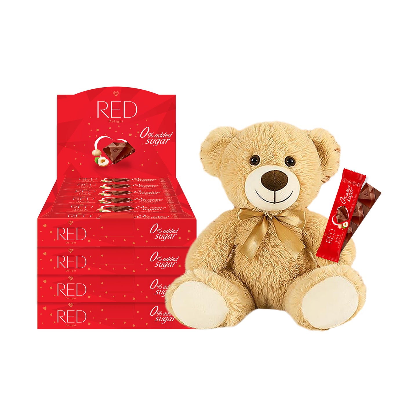 RED Delight®™ Grab N Go Chocolate Bars With A Plush Teddy Bear