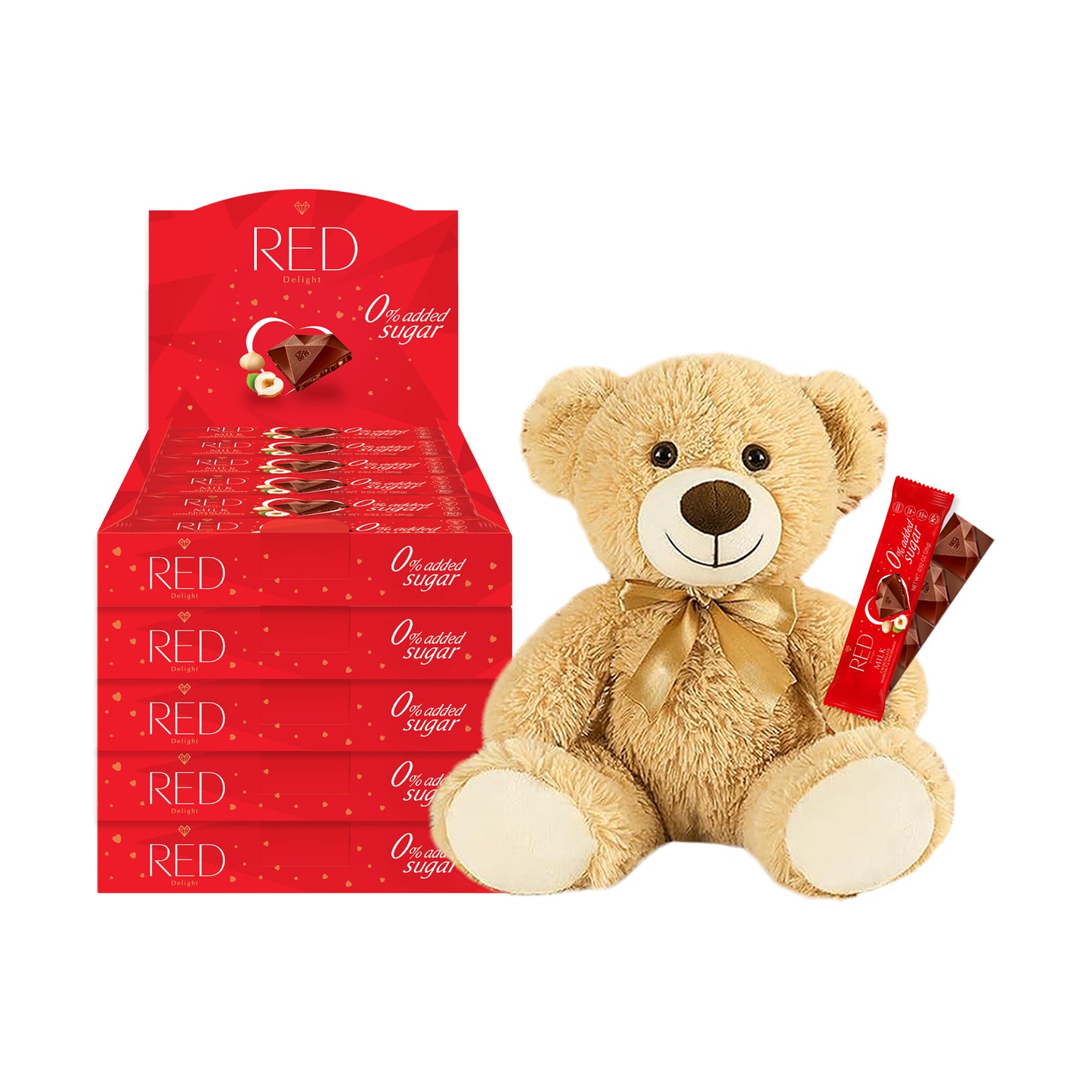 RED Delight®™ Grab N Go Chocolate Bars With A Plush Teddy Bear