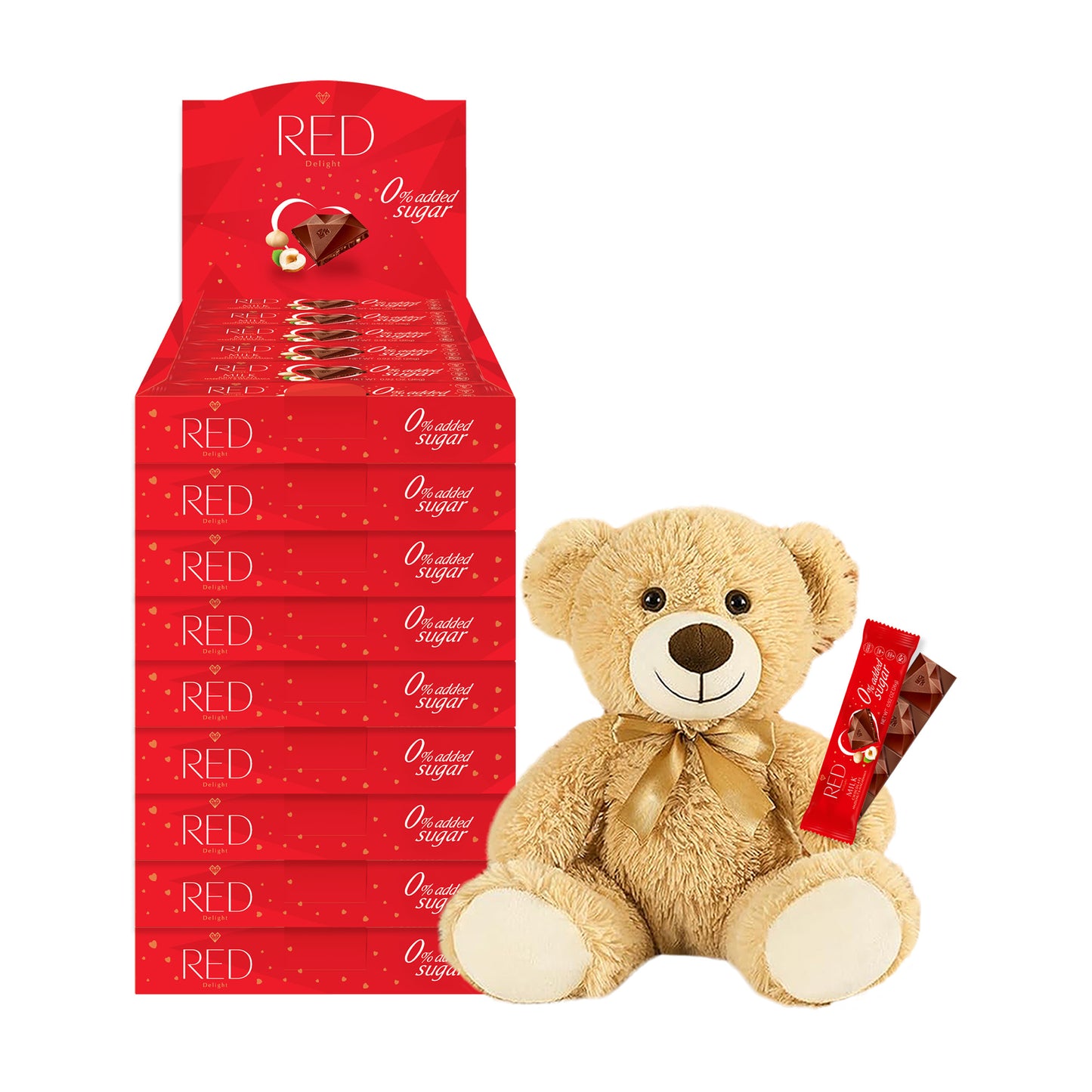 RED Delight®™ Grab N Go Chocolate Bars With A Plush Teddy Bear