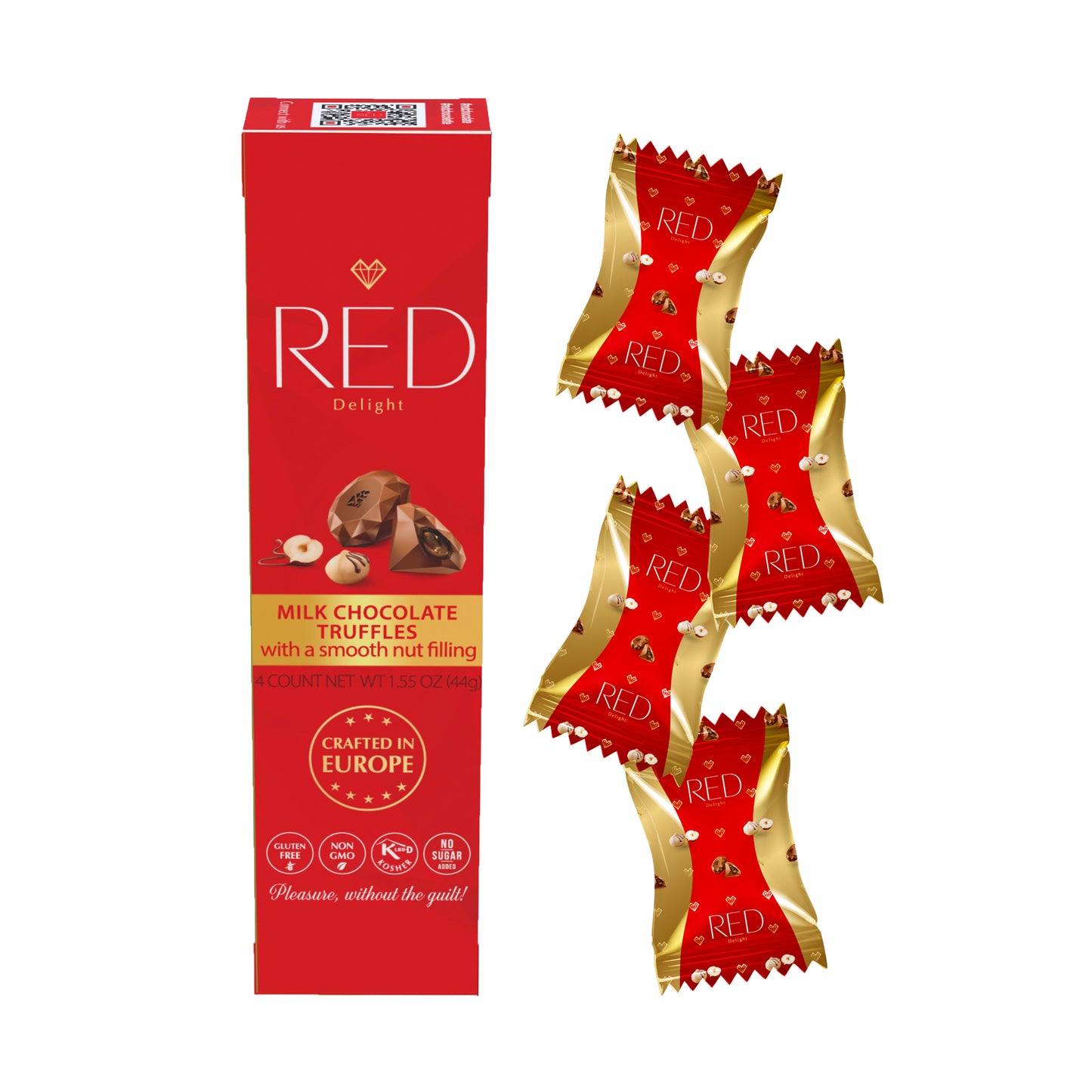 RED Delight®™ Milk Chocolate Diamond Truffles - with Hazelnut And Macadamia Filling