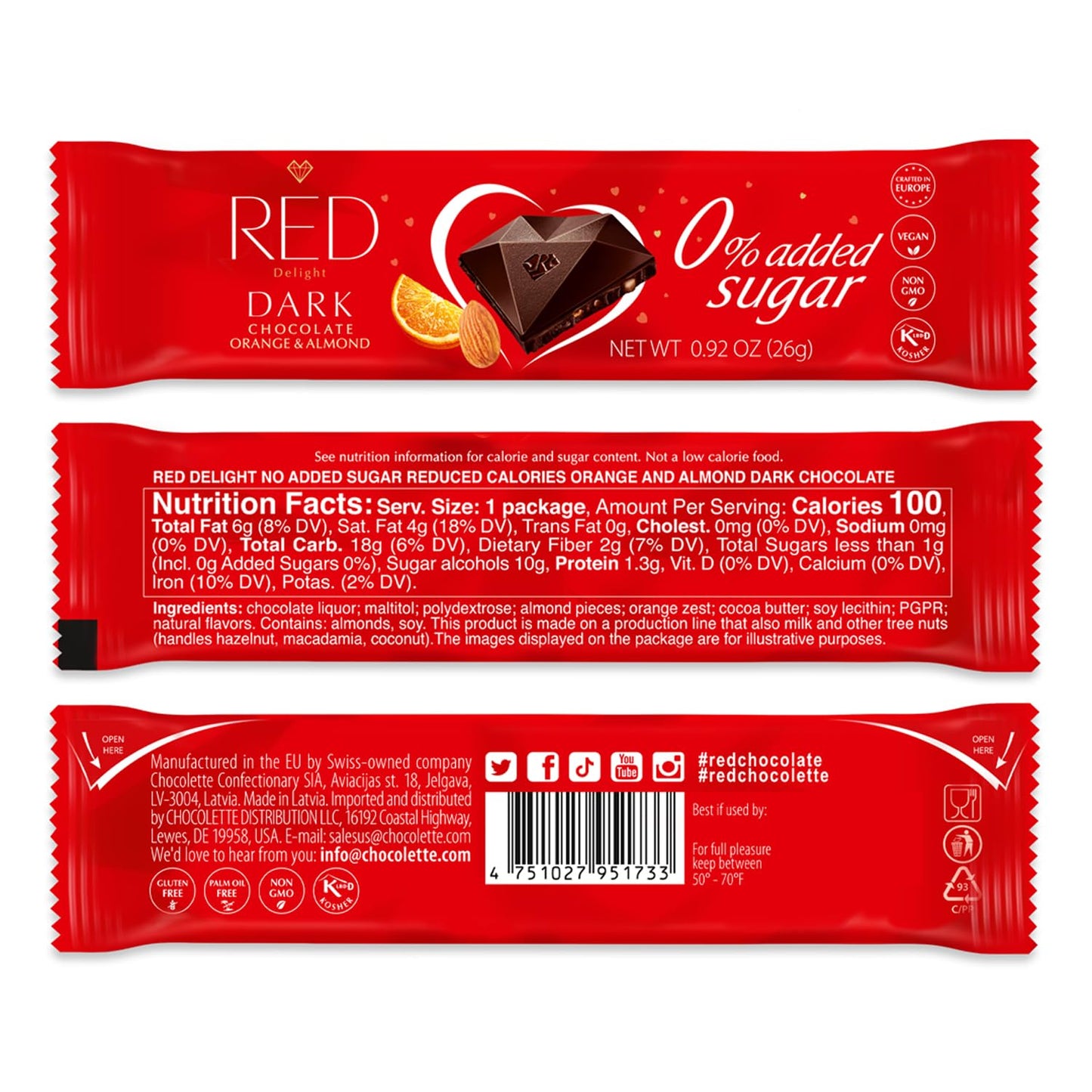 RED Delight®™ Orange & Almond Dark Chocolate Bars