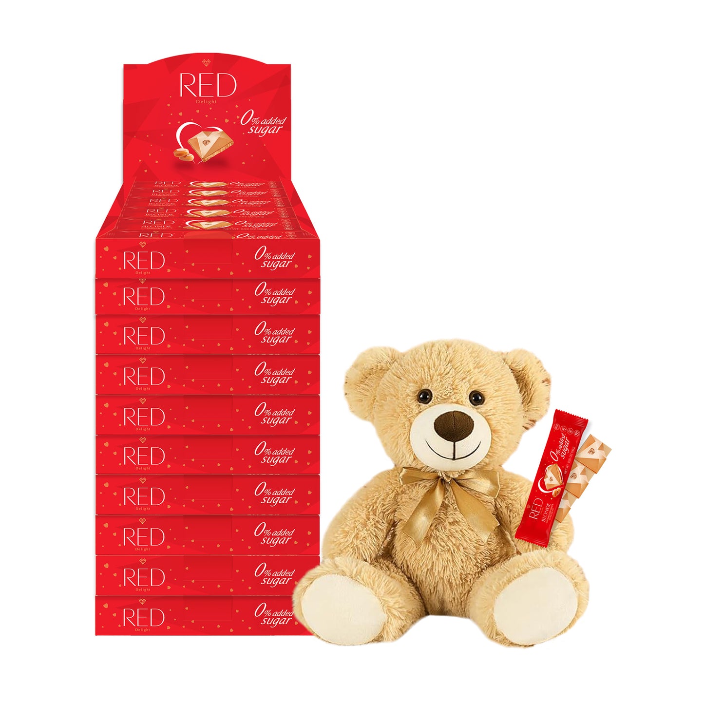 RED Delight®™ Grab N Go Chocolate Bars With A Plush Teddy Bear