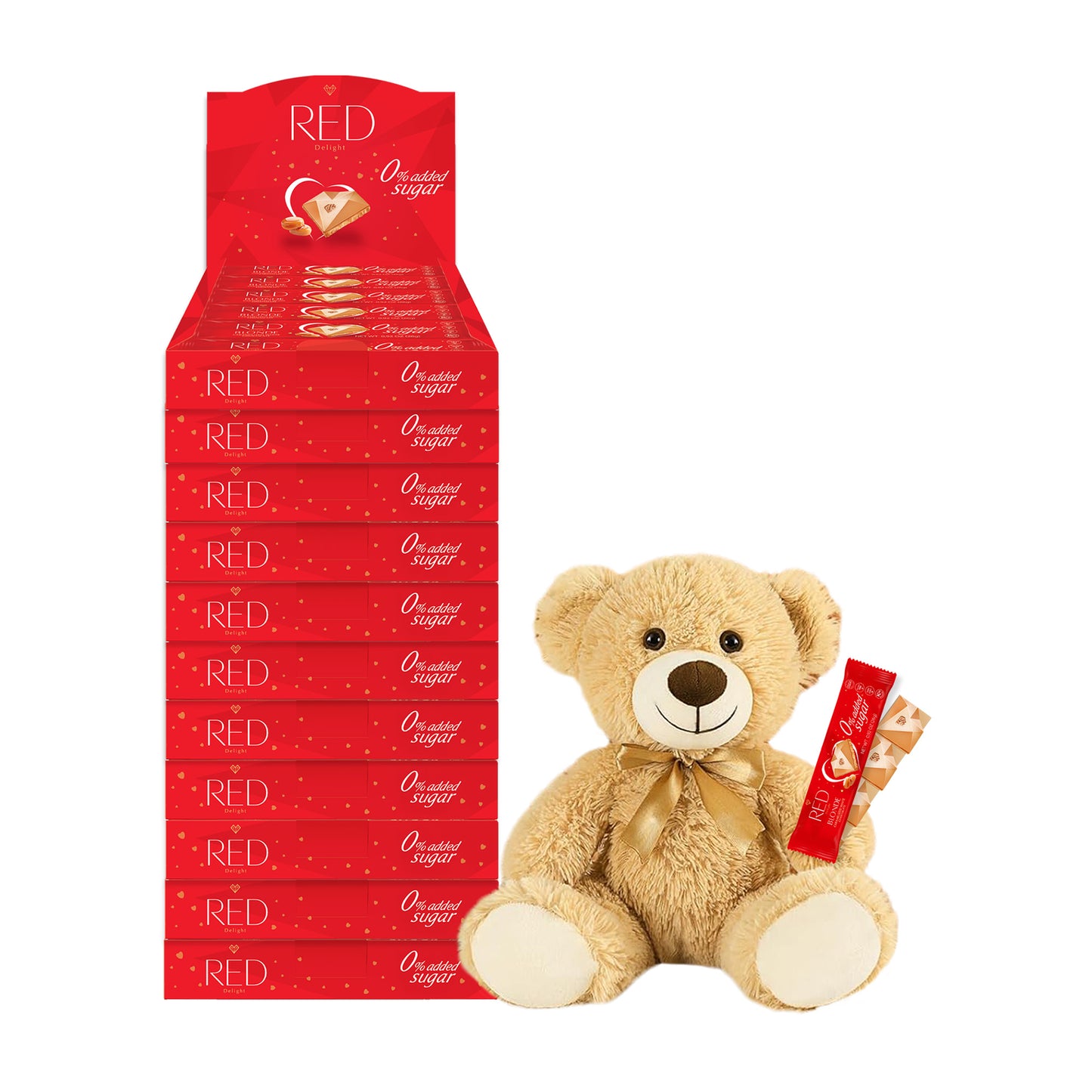 RED Delight®™ Grab N Go Chocolate Bars With A Plush Teddy Bear