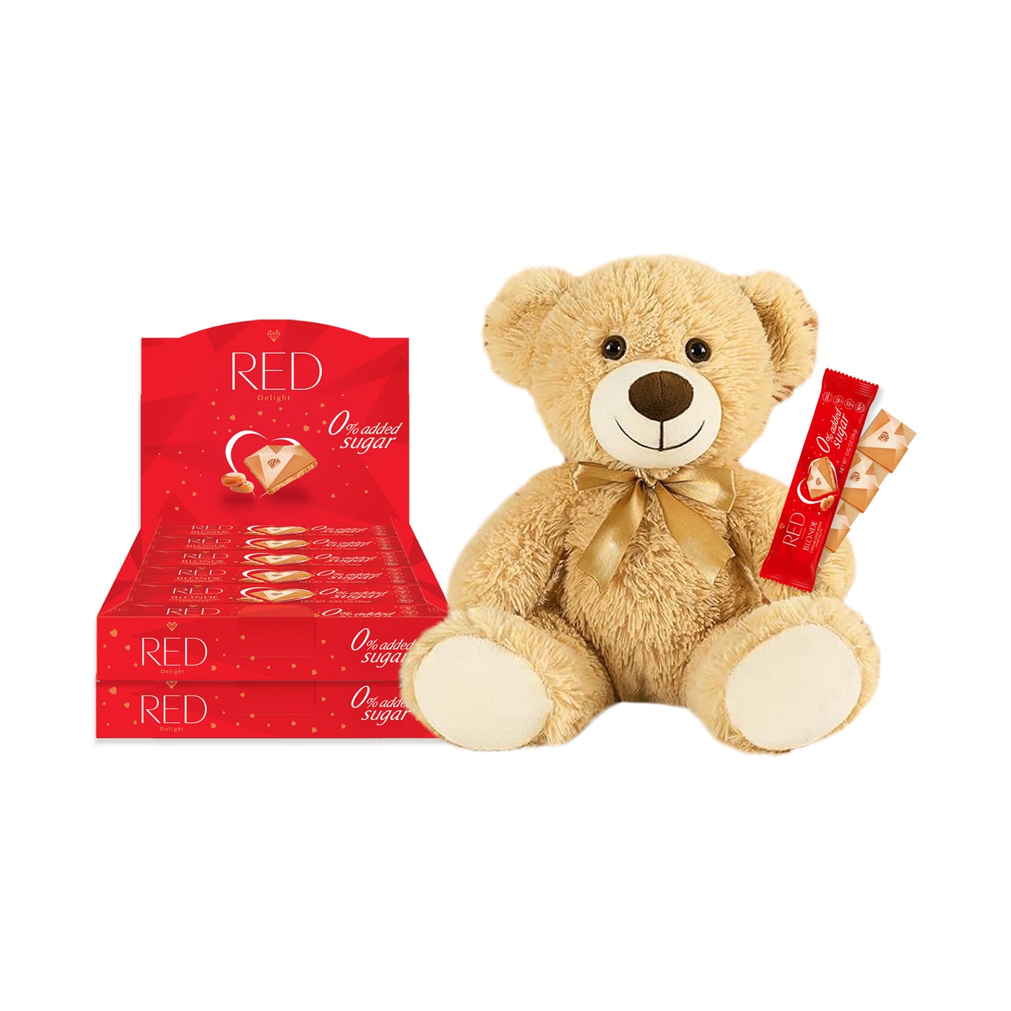 RED Delight®™ Grab N Go Chocolate Bars With A Plush Teddy Bear