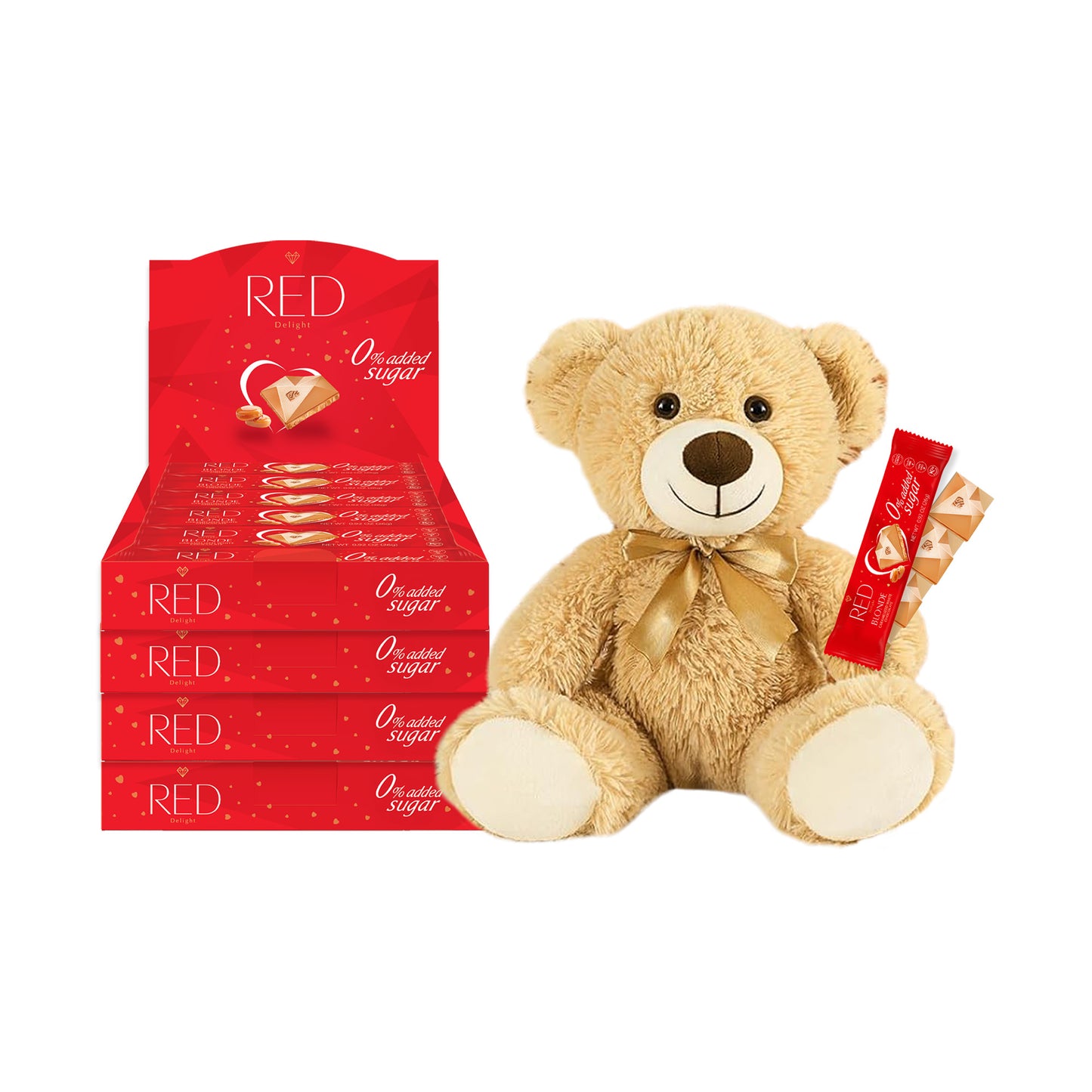 RED Delight®™ Grab N Go Chocolate Bars With A Plush Teddy Bear