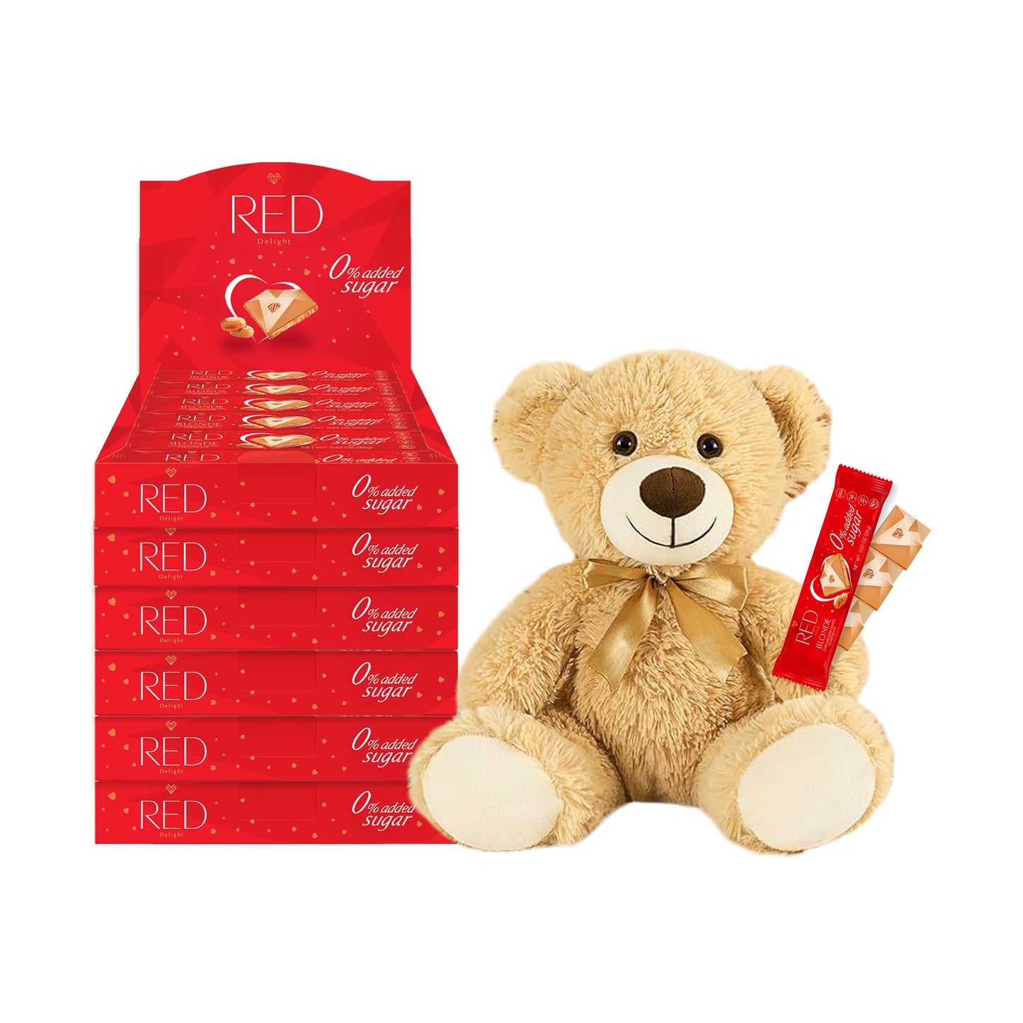 RED Delight®™ Grab N Go Chocolate Bars With A Plush Teddy Bear