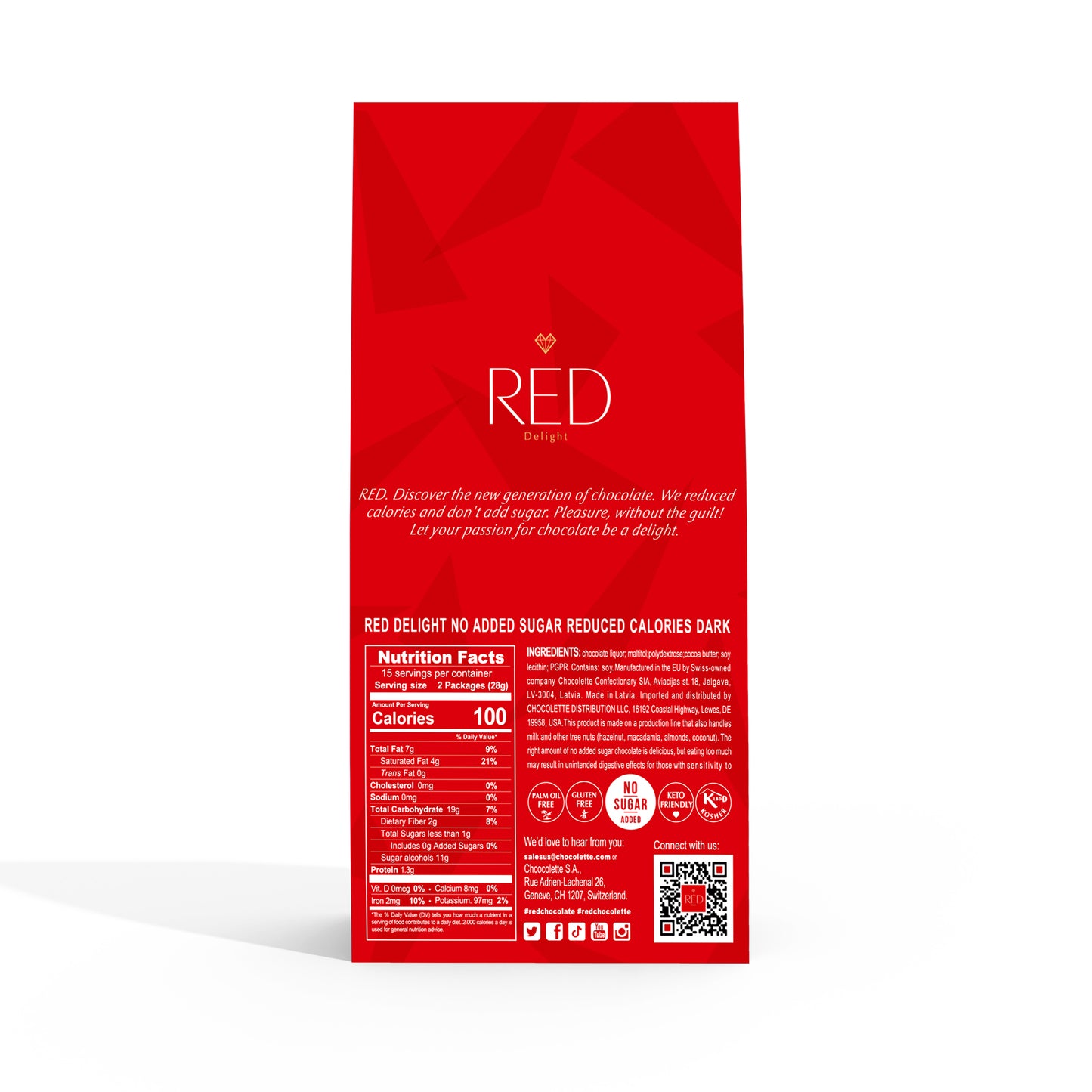 RED Delight®™ Bite Size Dark Chocolate Bars - In a Bag