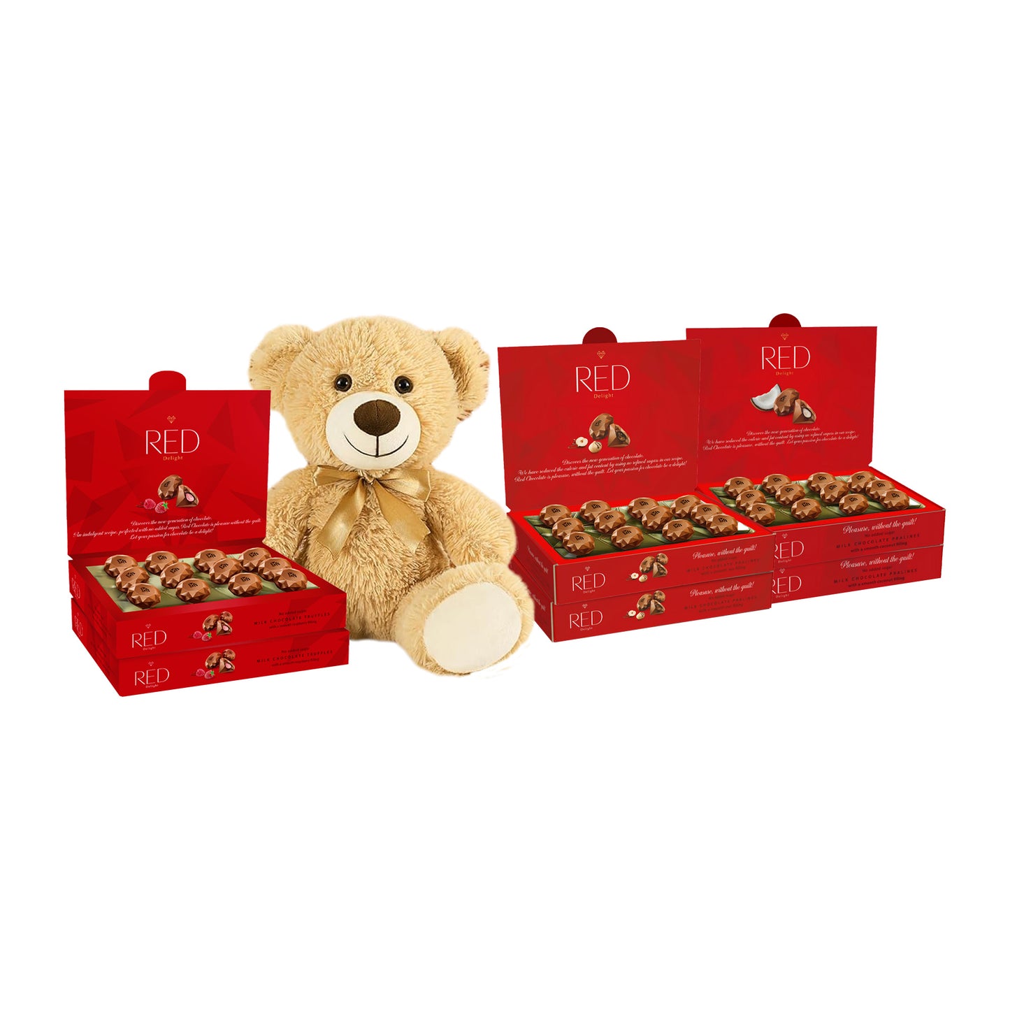 RED Delight®™ Diamond Milk Chocolate Truffles With A Plush Teddy Bear