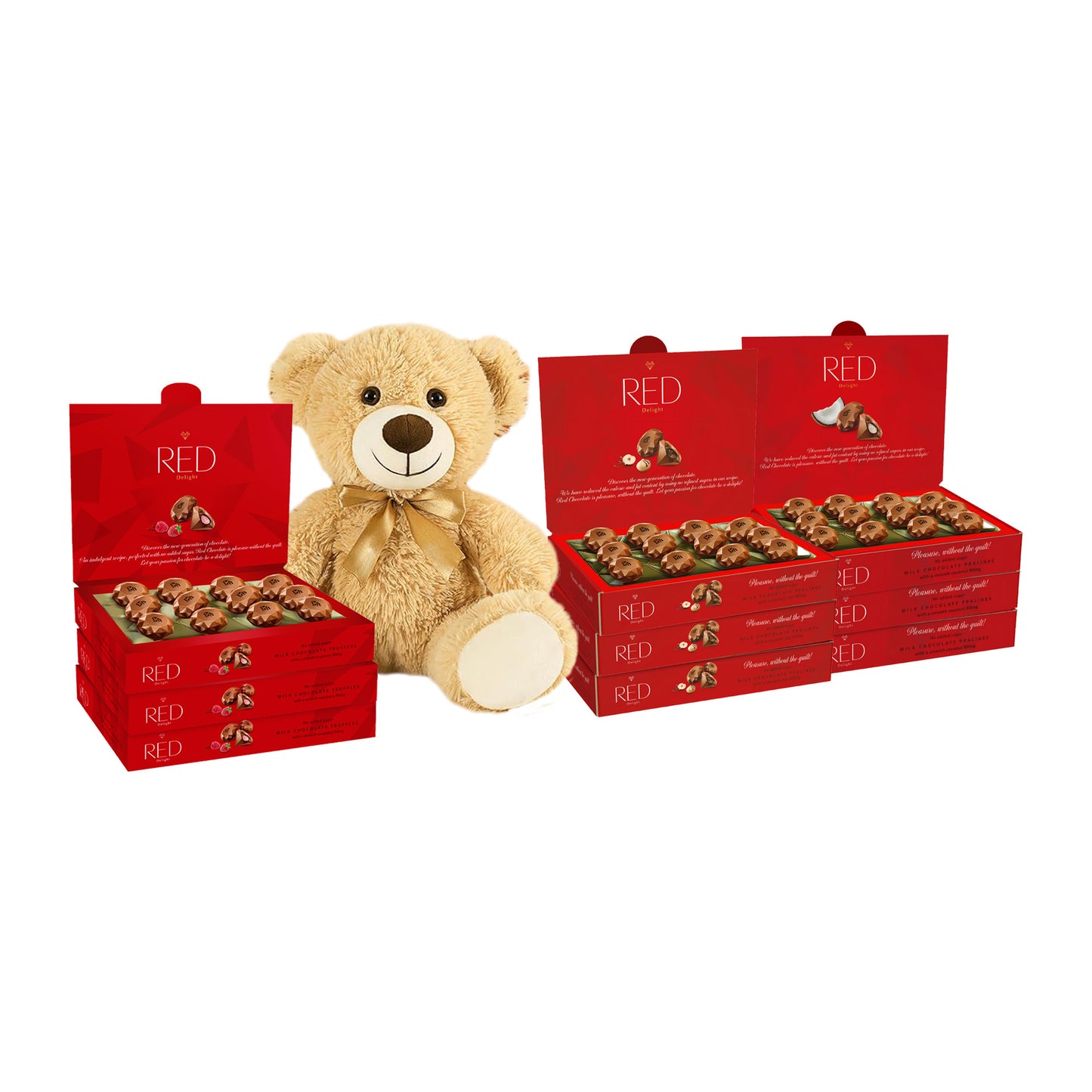 RED Delight®™ Diamond Milk Chocolate Truffles With A Plush Teddy Bear