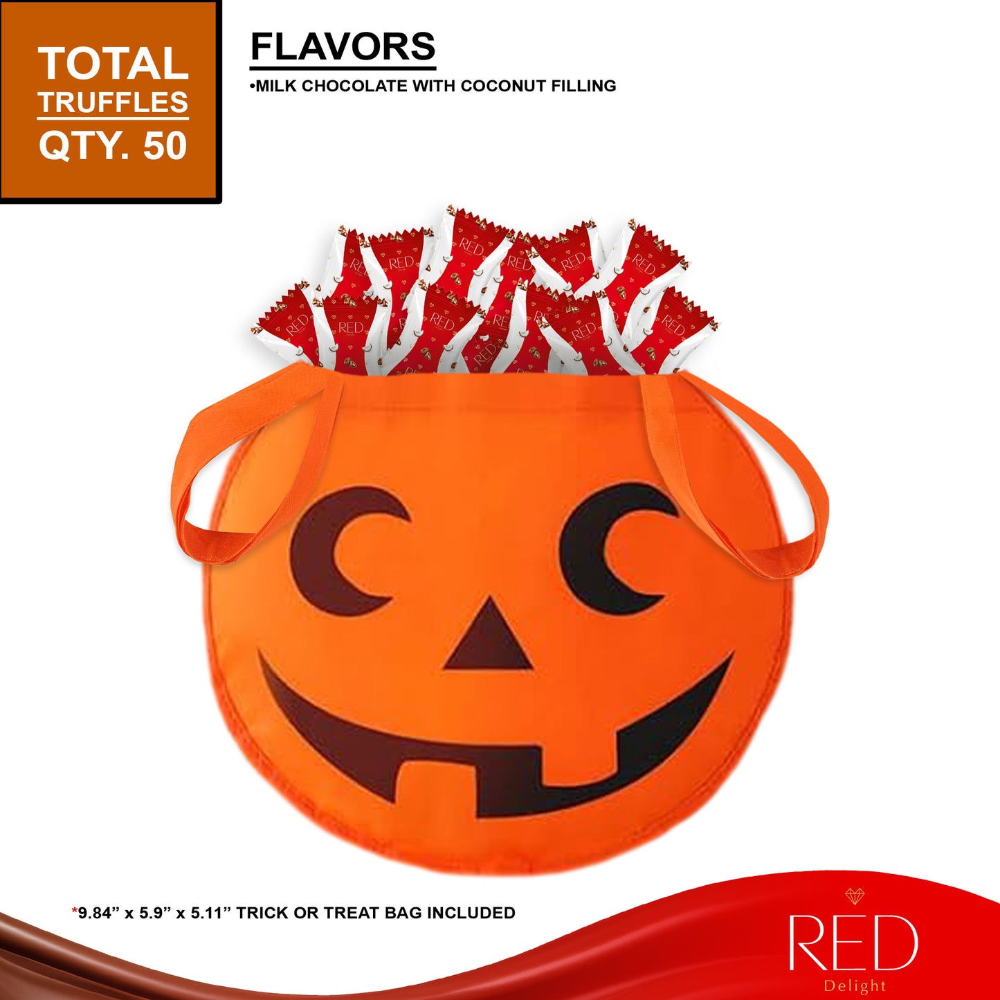 RED Delight®™ 50 Count Diamond Truffles In a Halloween Trick or Treat Bag