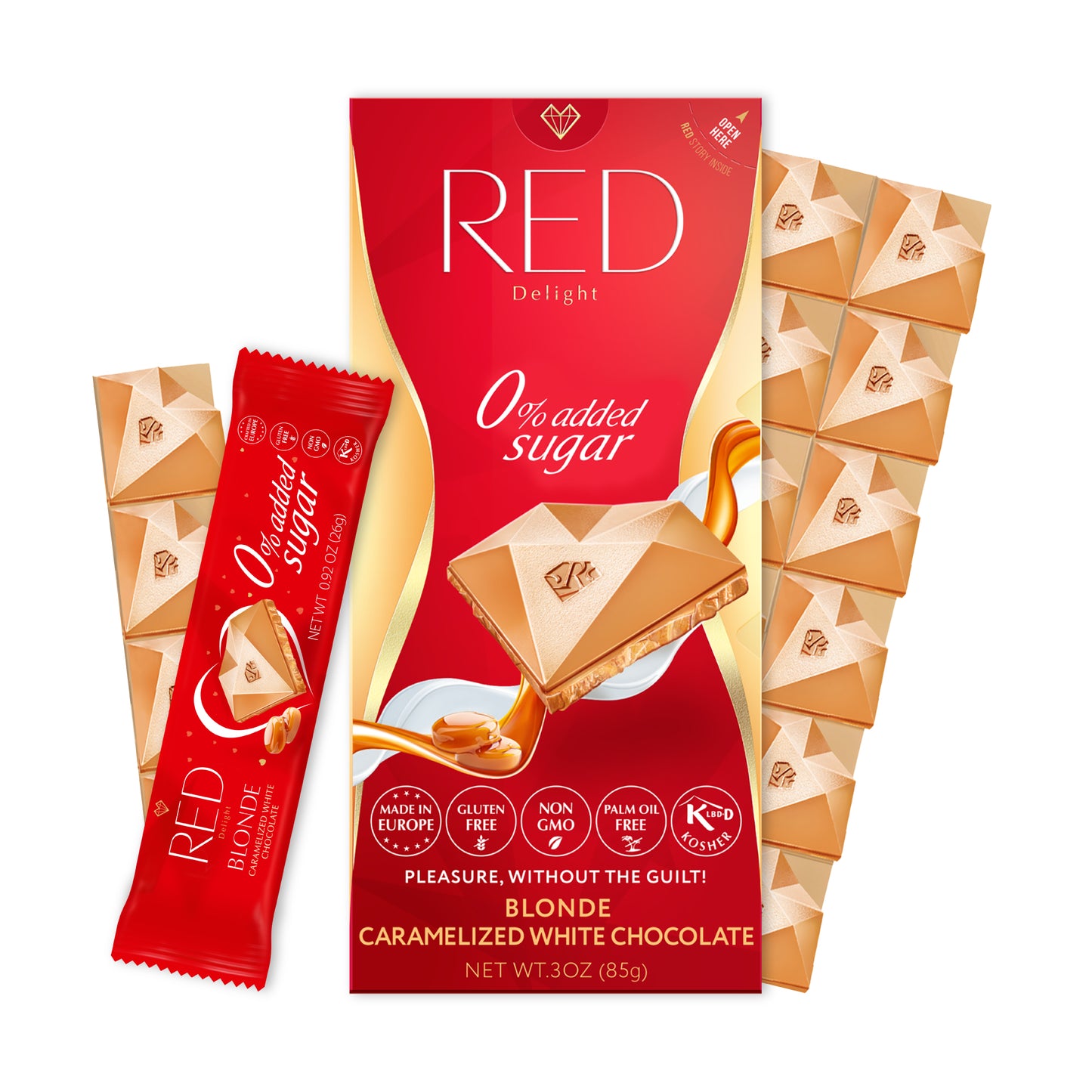 Barras de chocolate blanco caramelizado rubio RED Delight®™