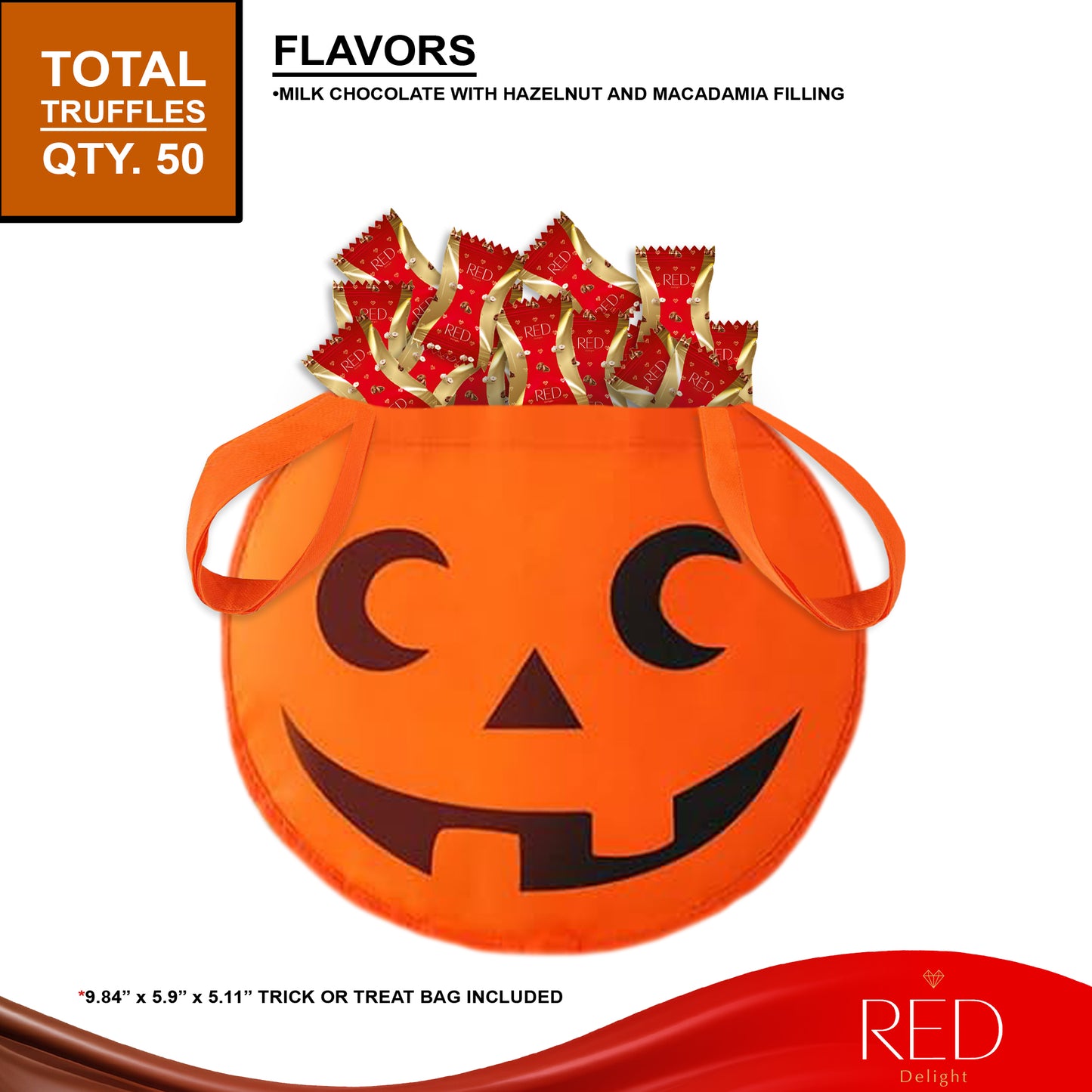 RED Delight®™ 50 Count Diamond Truffles In a Halloween Trick or Treat Bag