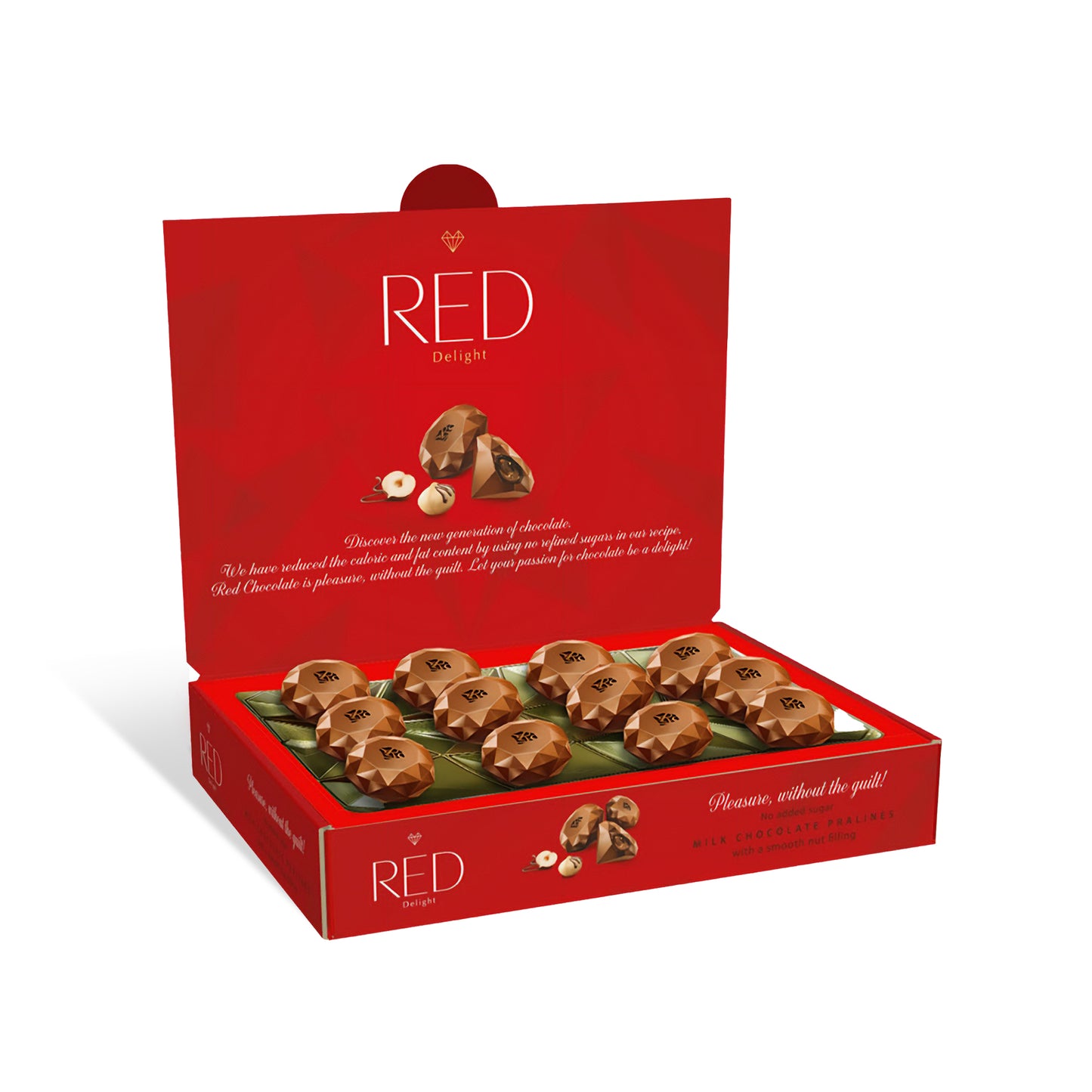 RED Delight®™ Milk Chocolate Diamond Truffles - with Hazelnut And Macadamia Filling