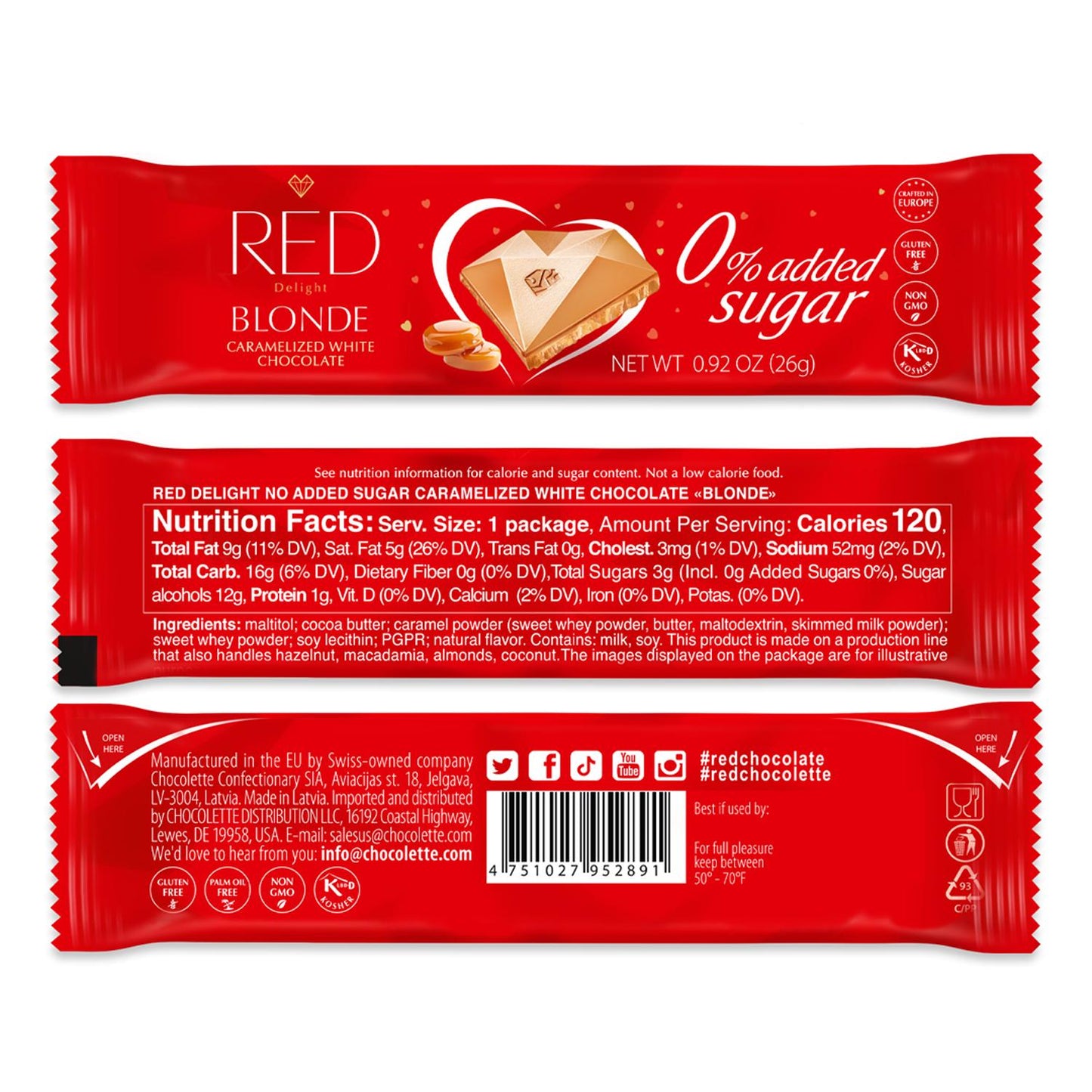 Barras de chocolate blanco caramelizado rubio RED Delight®™
