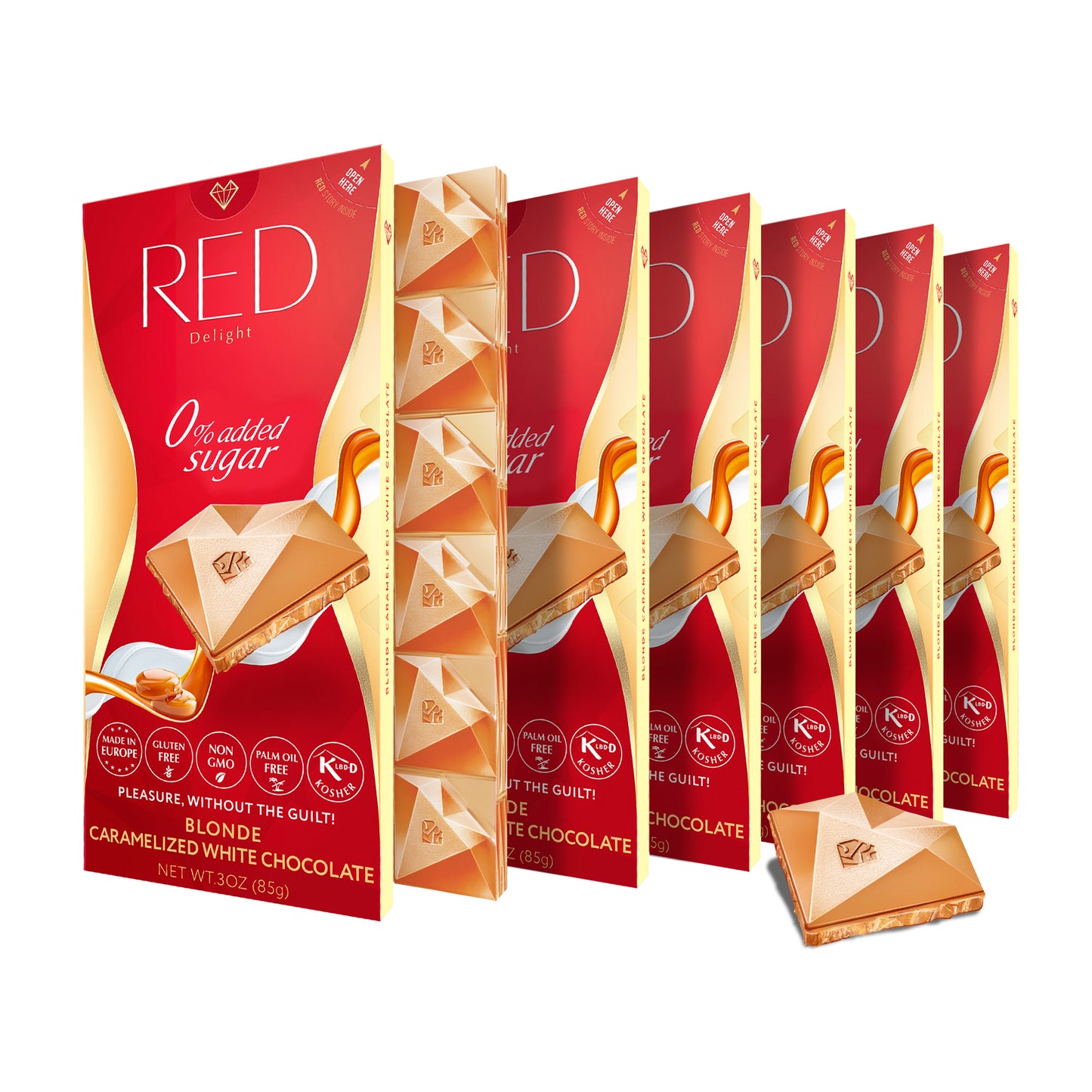 Barras de chocolate blanco caramelizado rubio RED Delight®™ 