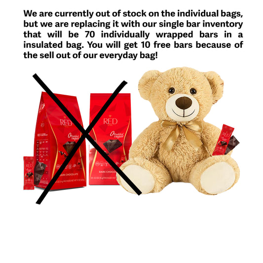 RED Delight®™ Bite Size Dark Chocolate Bars With A Plush Teddy Bear