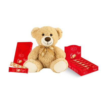 RED Delight®™ Grab N Go Chocolate Bars With A Plush Teddy Bear