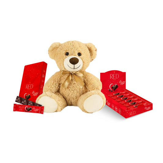 RED Delight®™ Grab N Go Chocolate Bars With A Plush Teddy Bear