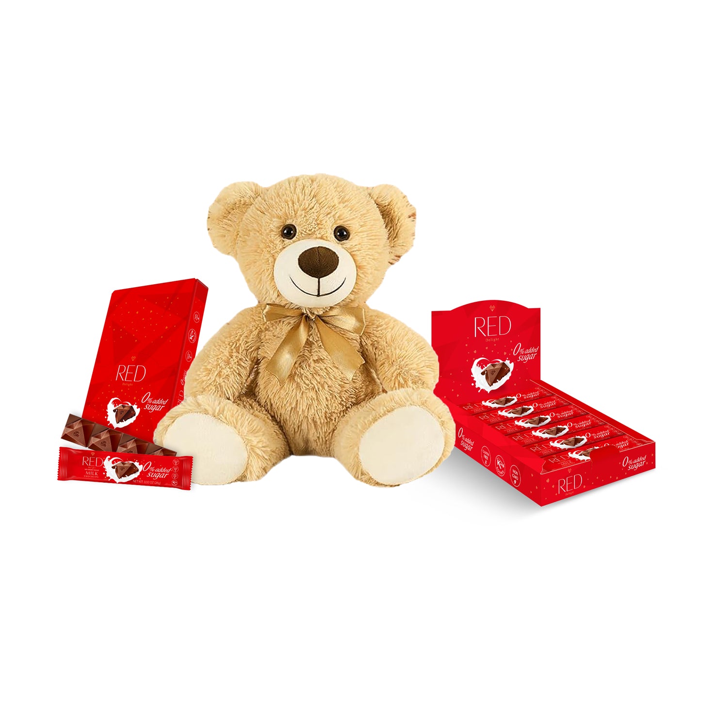 RED Delight®™ Grab N Go Chocolate Bars With A Plush Teddy Bear