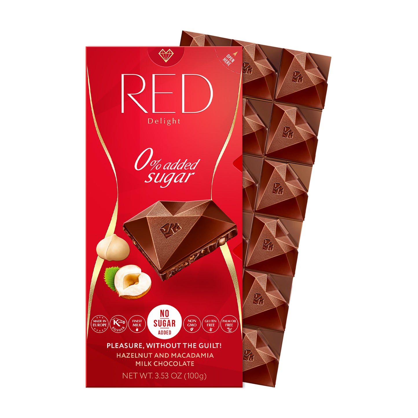 RED Delight®™ Hazelnut & Macadamia Milk Chocolate Bars