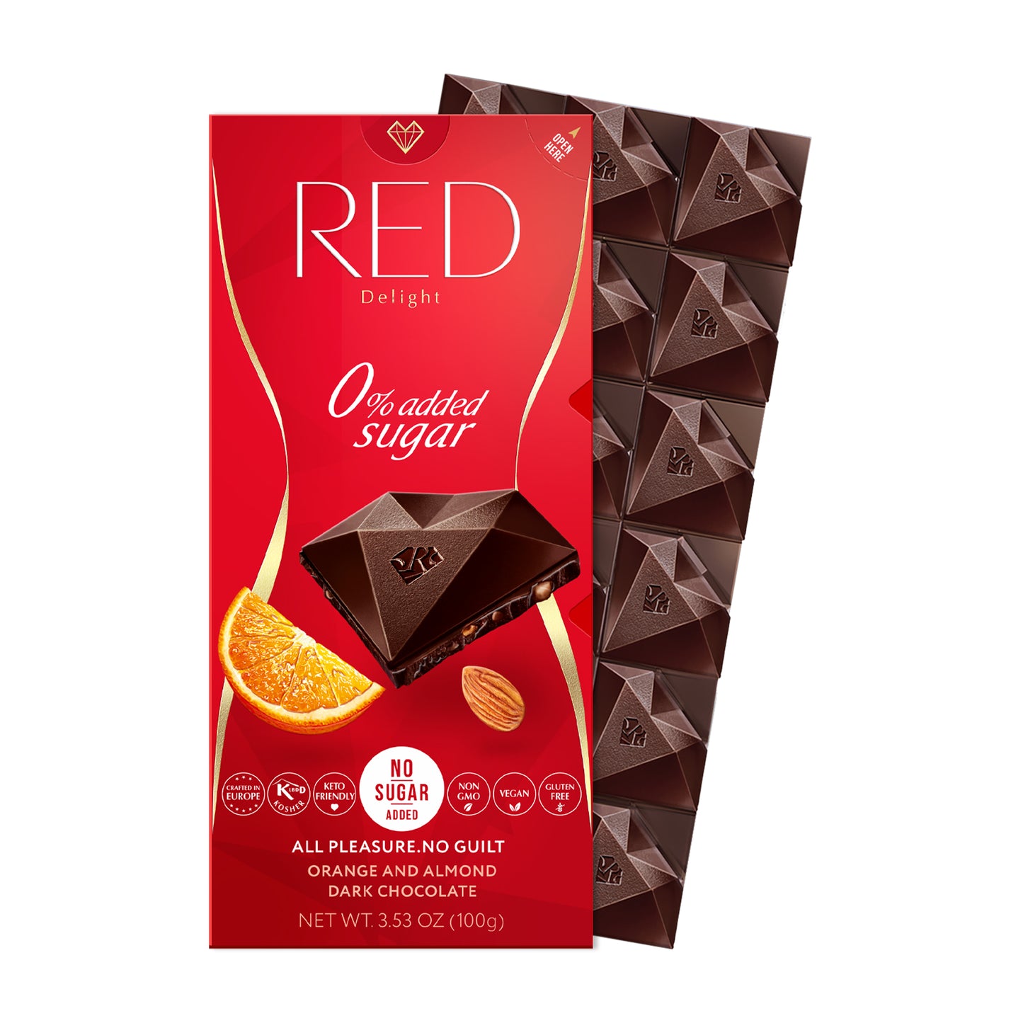 RED Delight®™ Orange & Almond Dark Chocolate Bars