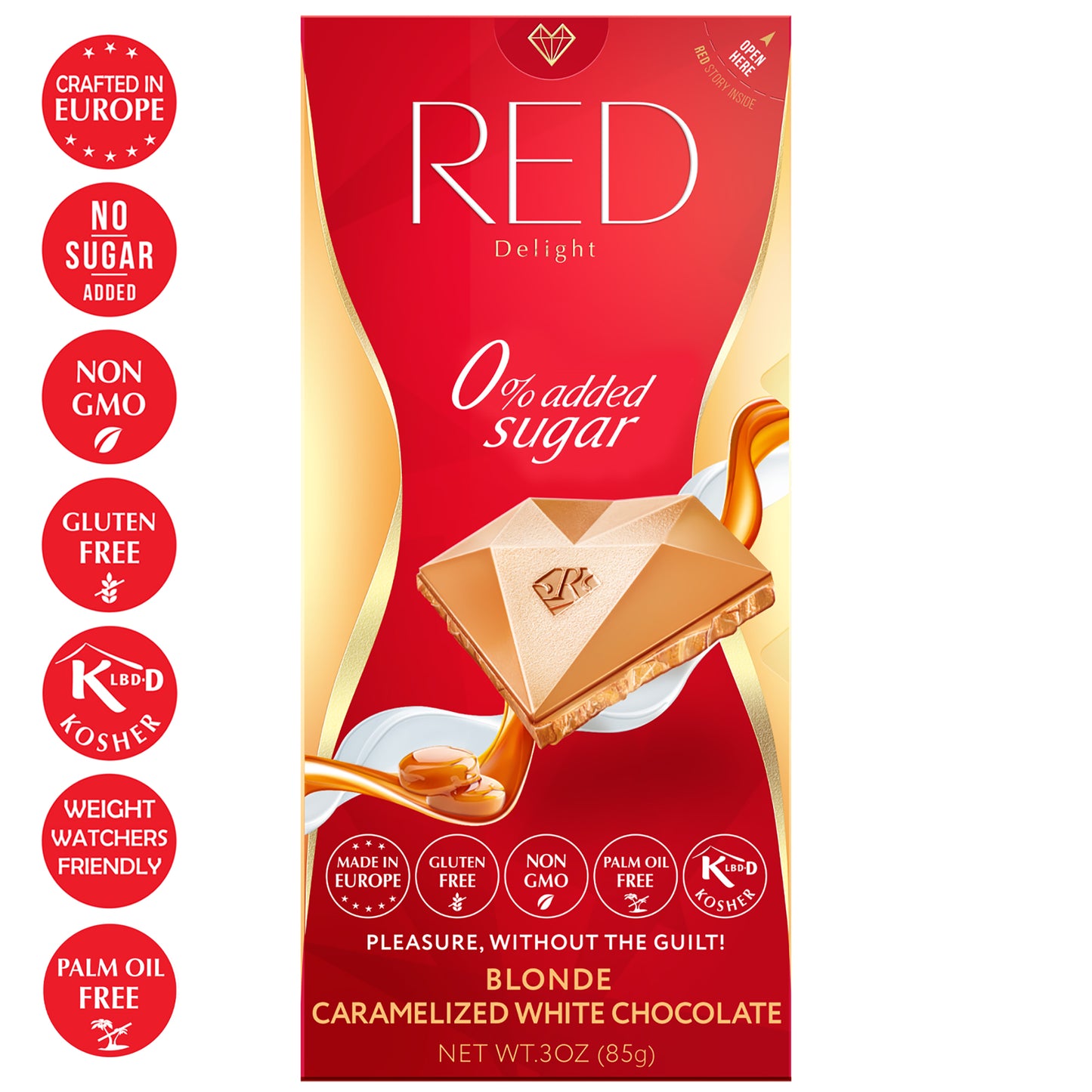 Barras de chocolate blanco caramelizado rubio RED Delight®™ 