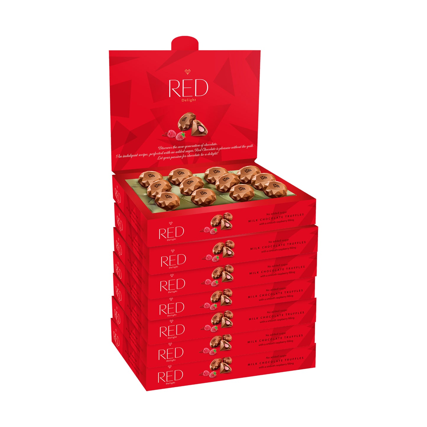 RED Delight®™ Milk Chocolate Diamond Truffles - with Raspberry Filling