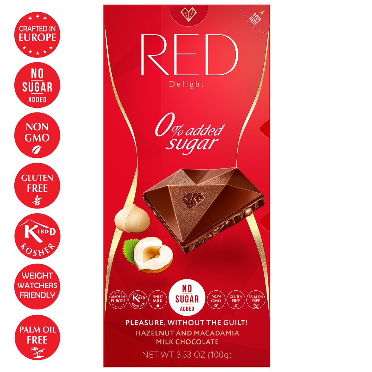 RED Delight®™ Hazelnut & Macadamia Milk Chocolate Showbox