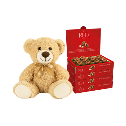 RED Delight®™ Diamond Milk Chocolate Truffles With A Plush Teddy Bear