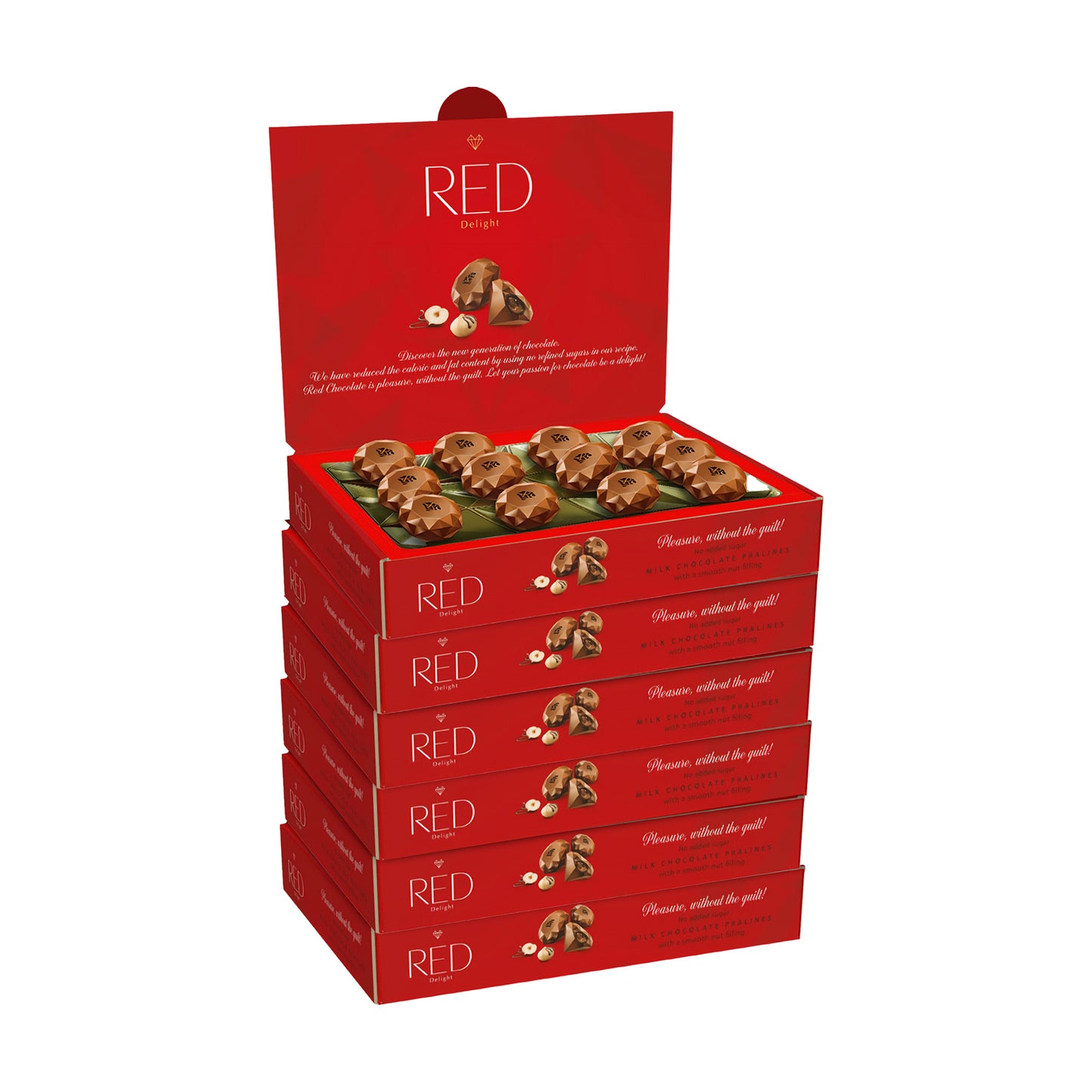 RED Delight®™ Milk Chocolate Diamond Truffles - with Hazelnut And Macadamia Filling