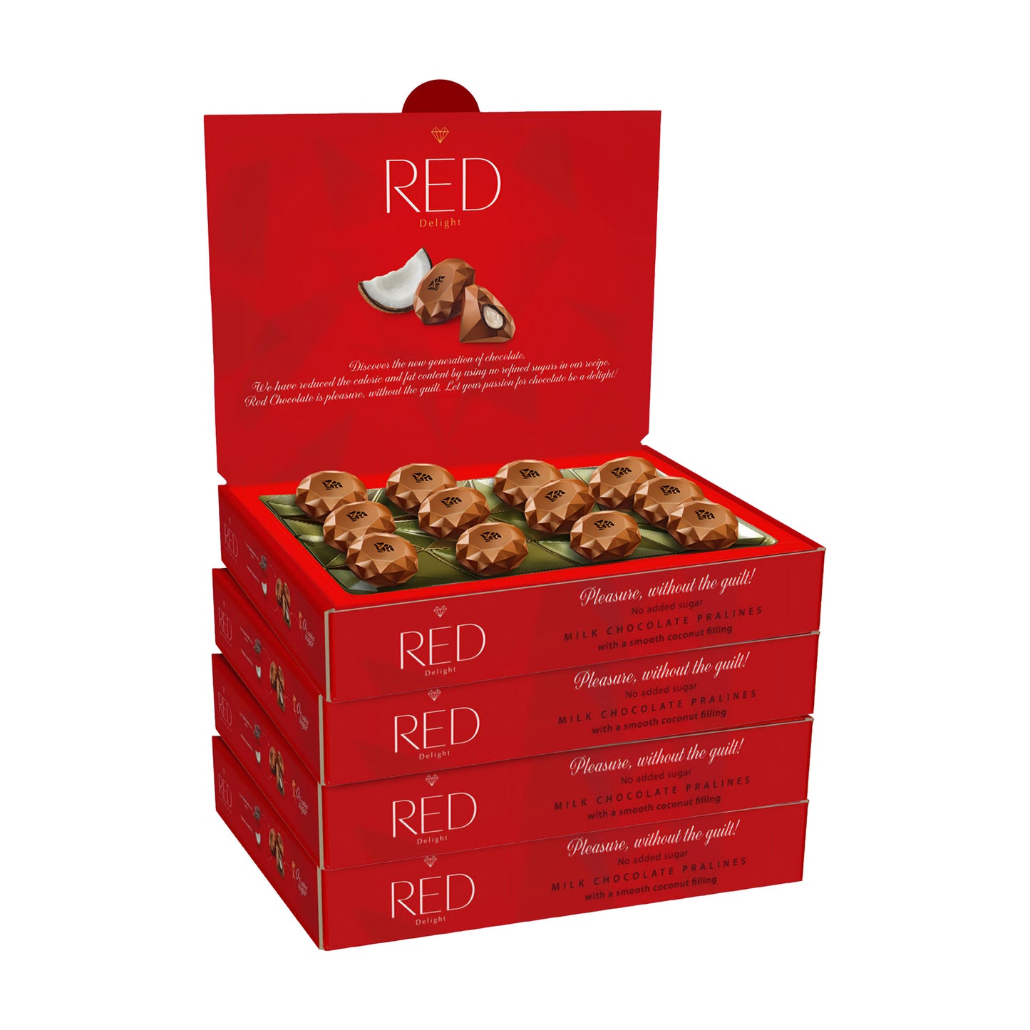 RED Delight®™ Milk Chocolate Diamond Truffles - with Coconut Filling