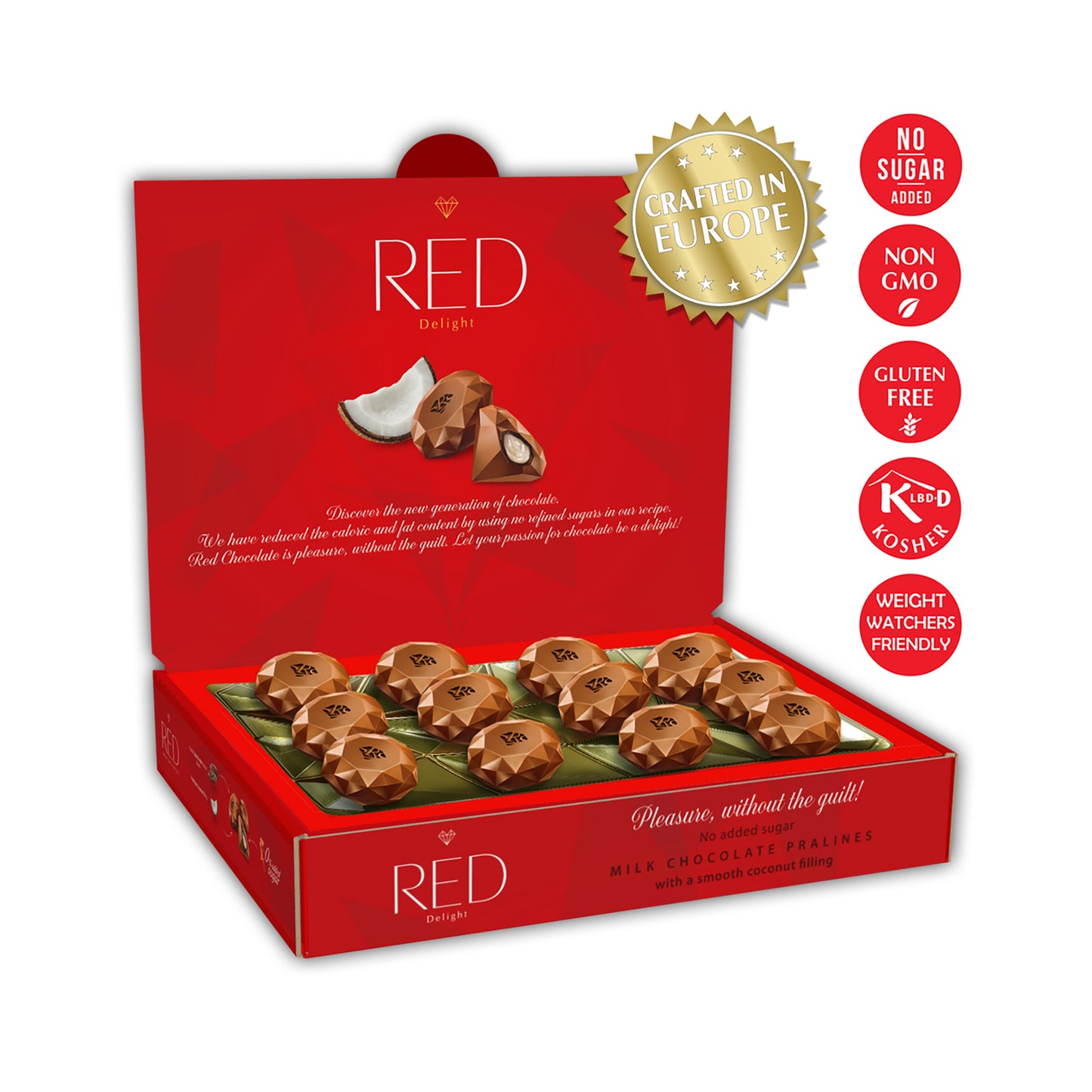 RED Delight®™ Milk Chocolate Diamond Truffles - with Coconut Filling