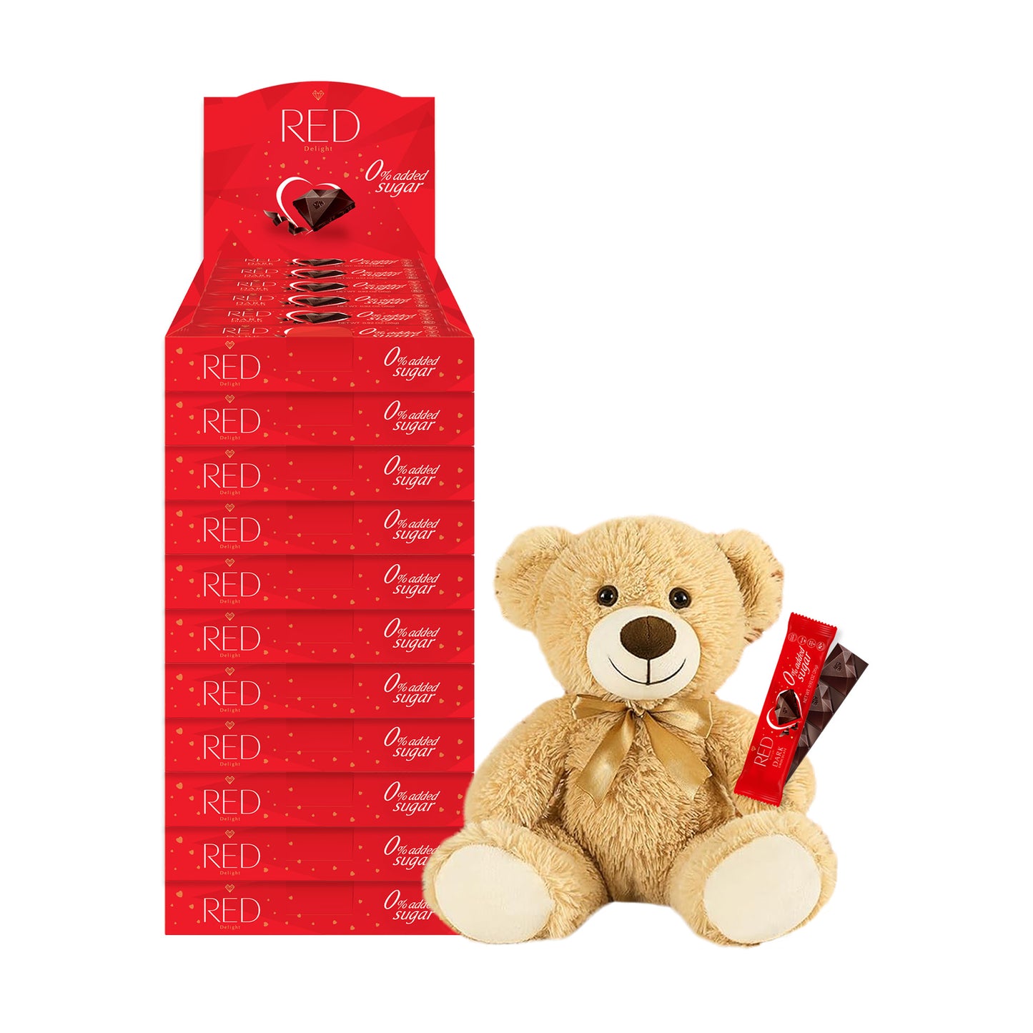 RED Delight®™ Grab N Go Chocolate Bars With A Plush Teddy Bear