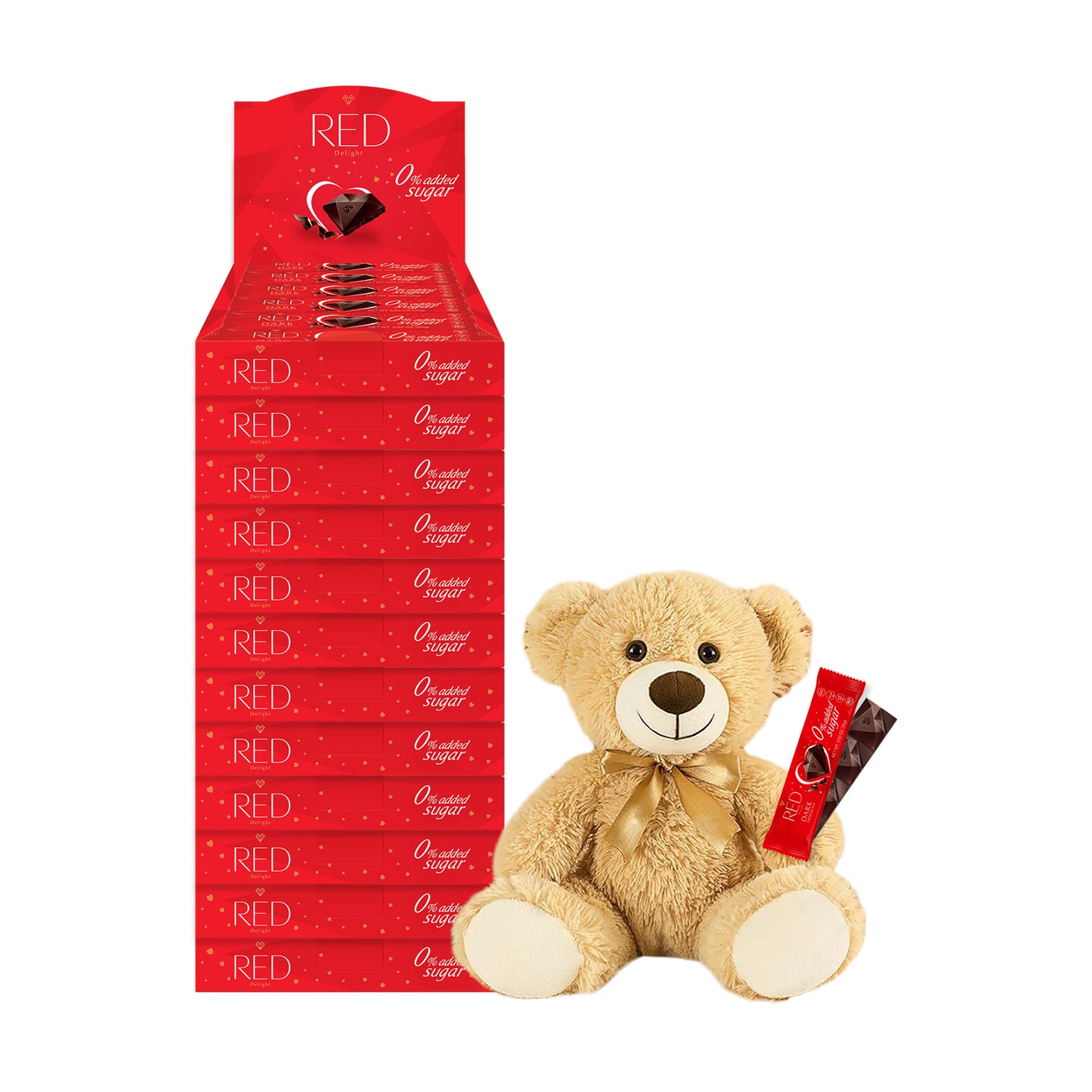 RED Delight®™ Grab N Go Chocolate Bars With A Plush Teddy Bear
