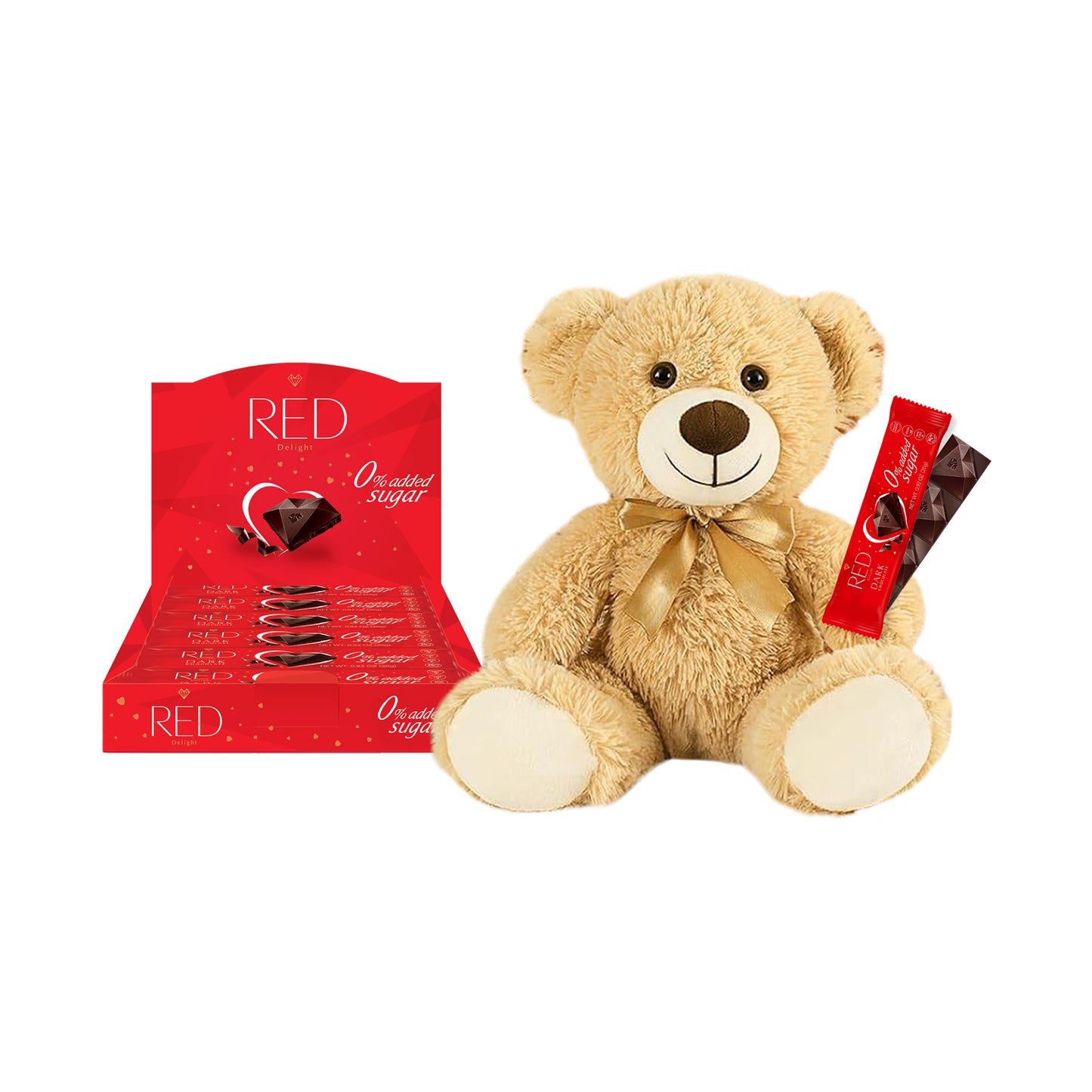 RED Delight®™ Grab N Go Chocolate Bars With A Plush Teddy Bear