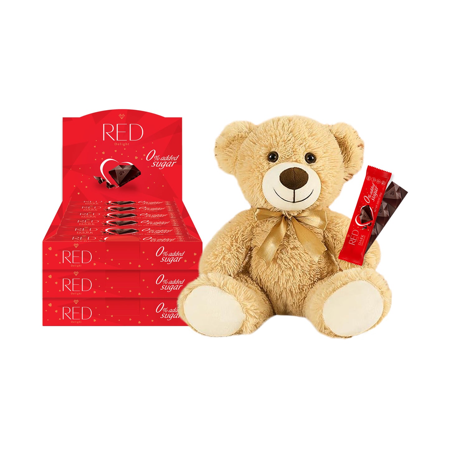 RED Delight®™ Grab N Go Chocolate Bars With A Plush Teddy Bear
