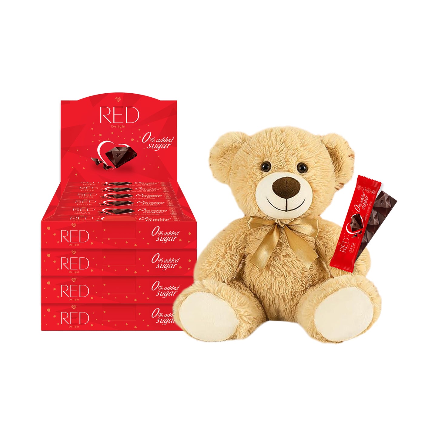 RED Delight®™ Grab N Go Chocolate Bars With A Plush Teddy Bear