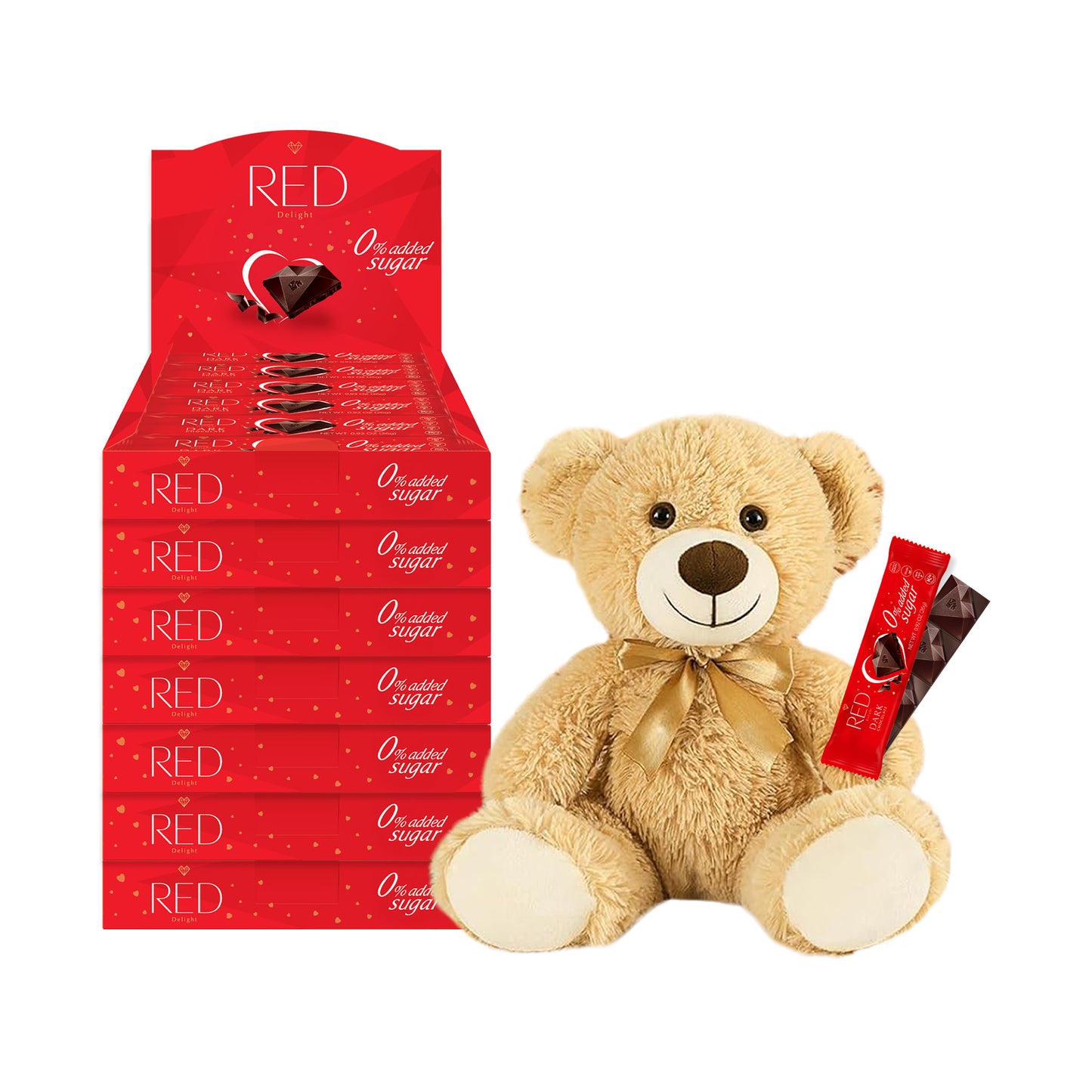 RED Delight®™ Grab N Go Chocolate Bars With A Plush Teddy Bear
