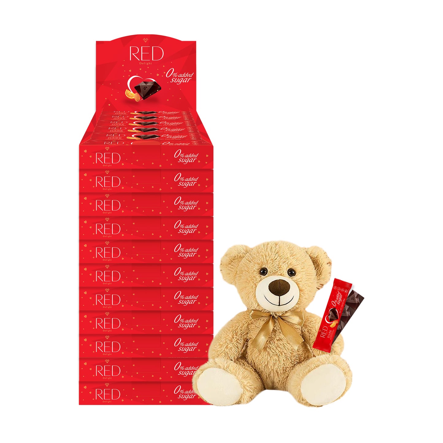 RED Delight®™ Grab N Go Chocolate Bars With A Plush Teddy Bear