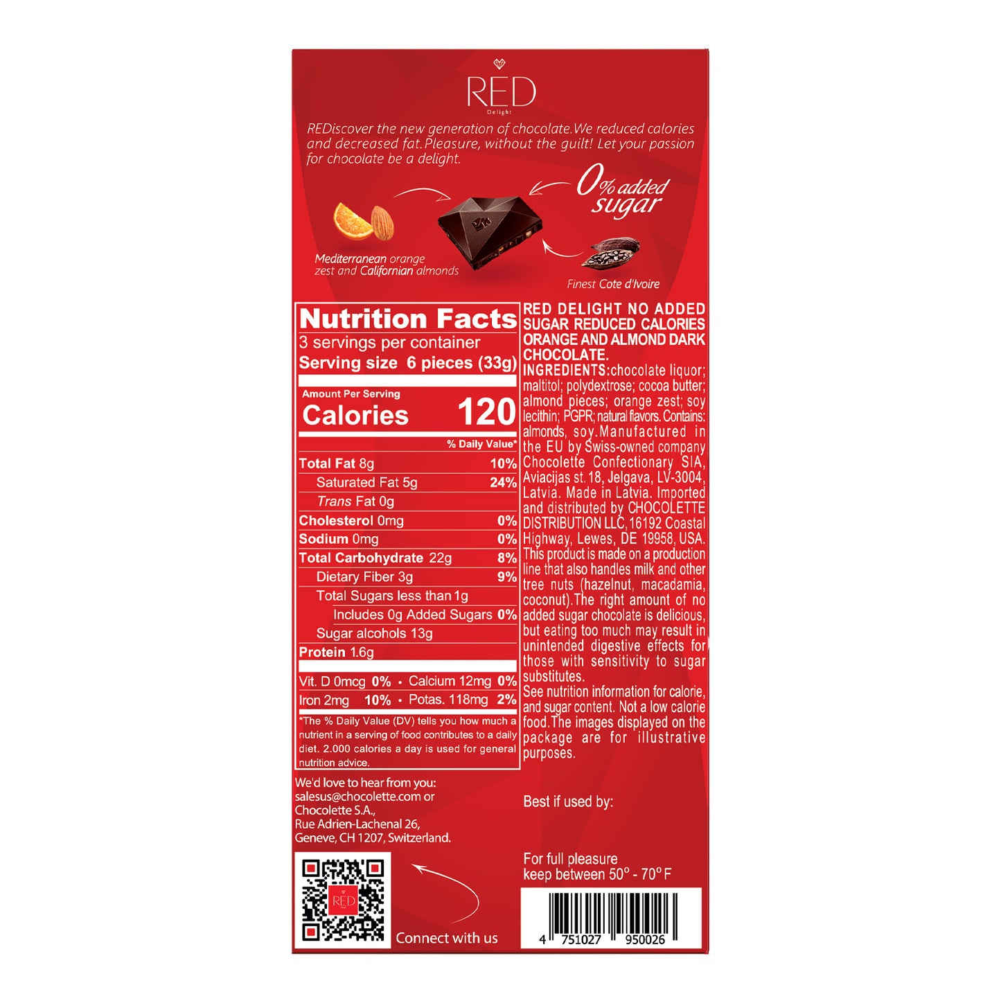 RED Delight®™ Orange and Almond Dark Chocolate Showbox