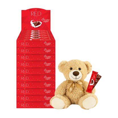 RED Delight®™ Grab N Go Chocolate Bars With A Plush Teddy Bear