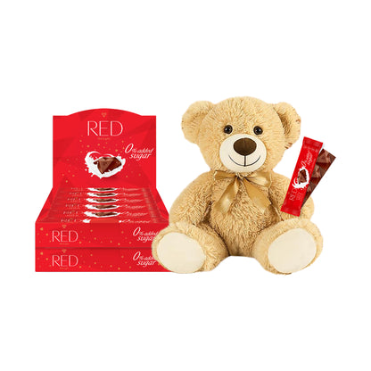 RED Delight®™ Grab N Go Chocolate Bars With A Plush Teddy Bear