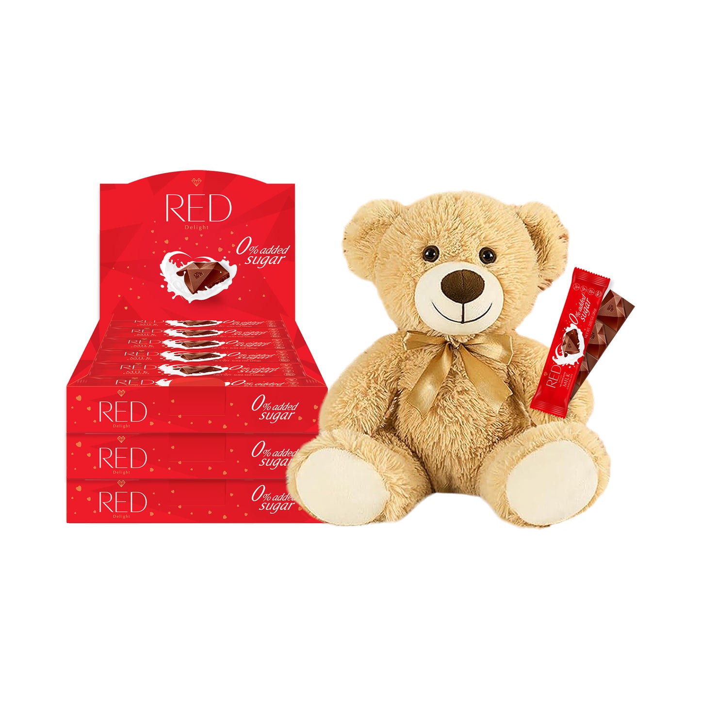 RED Delight®™ Grab N Go Chocolate Bars With A Plush Teddy Bear