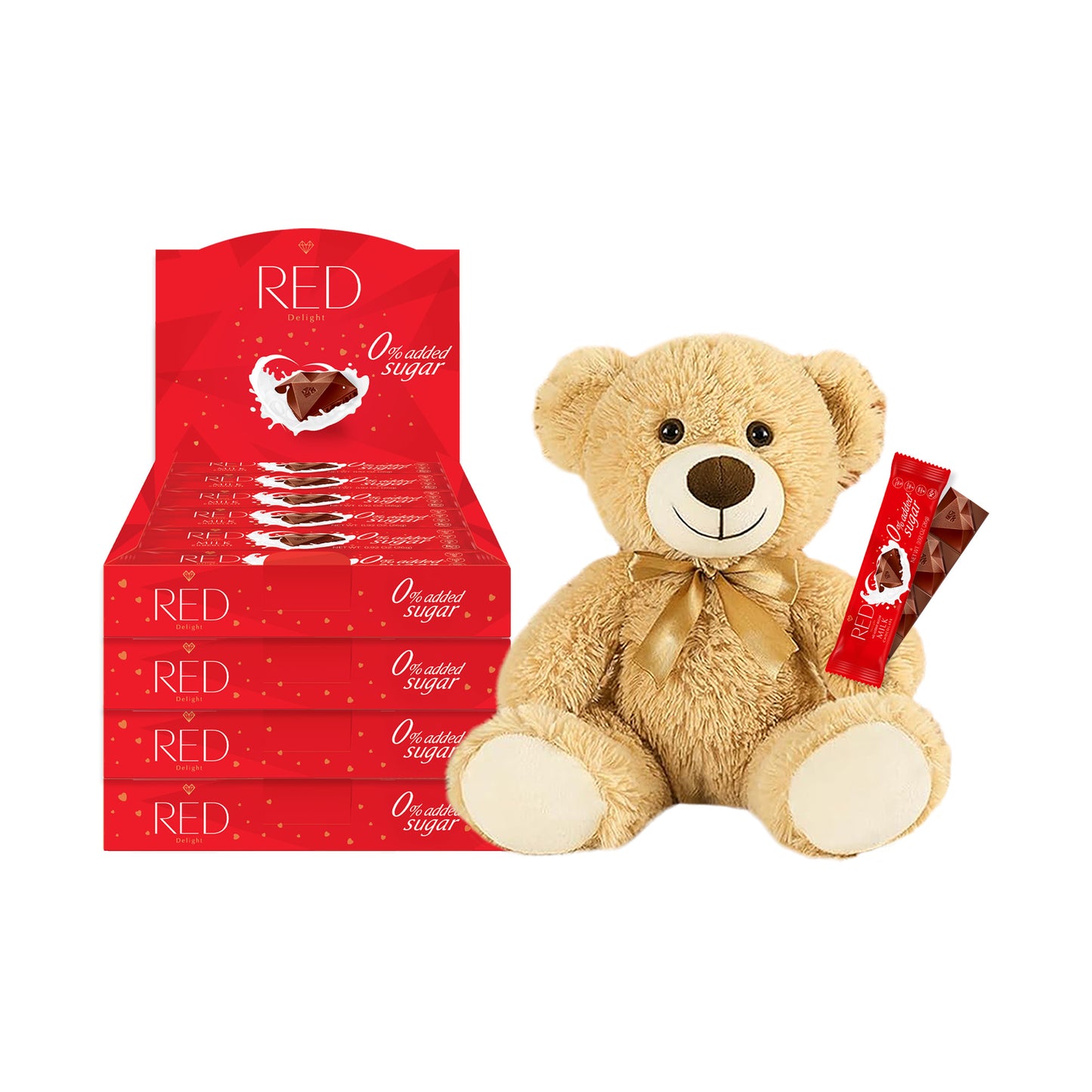 RED Delight®™ Grab N Go Chocolate Bars With A Plush Teddy Bear