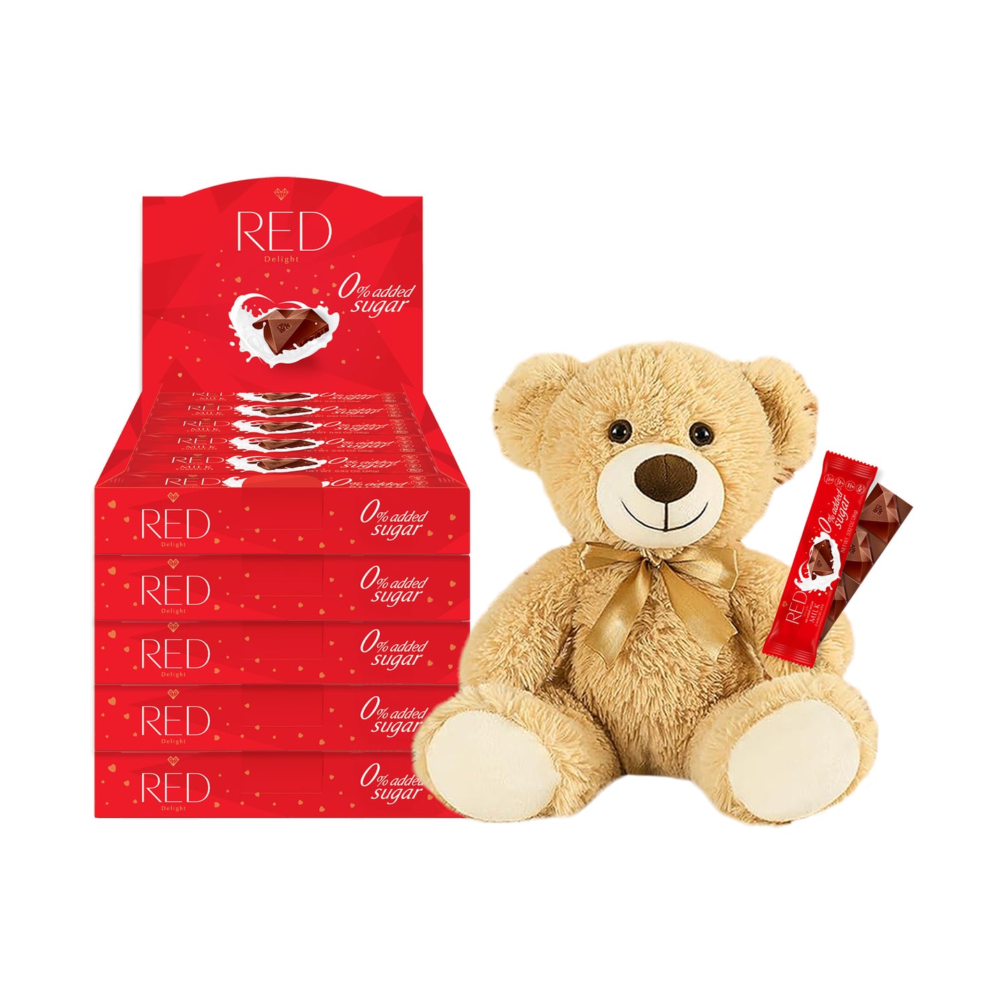 RED Delight®™ Grab N Go Chocolate Bars With A Plush Teddy Bear
