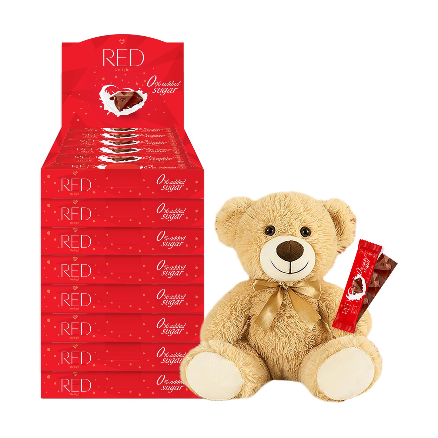 RED Delight®™ Grab N Go Chocolate Bars With A Plush Teddy Bear